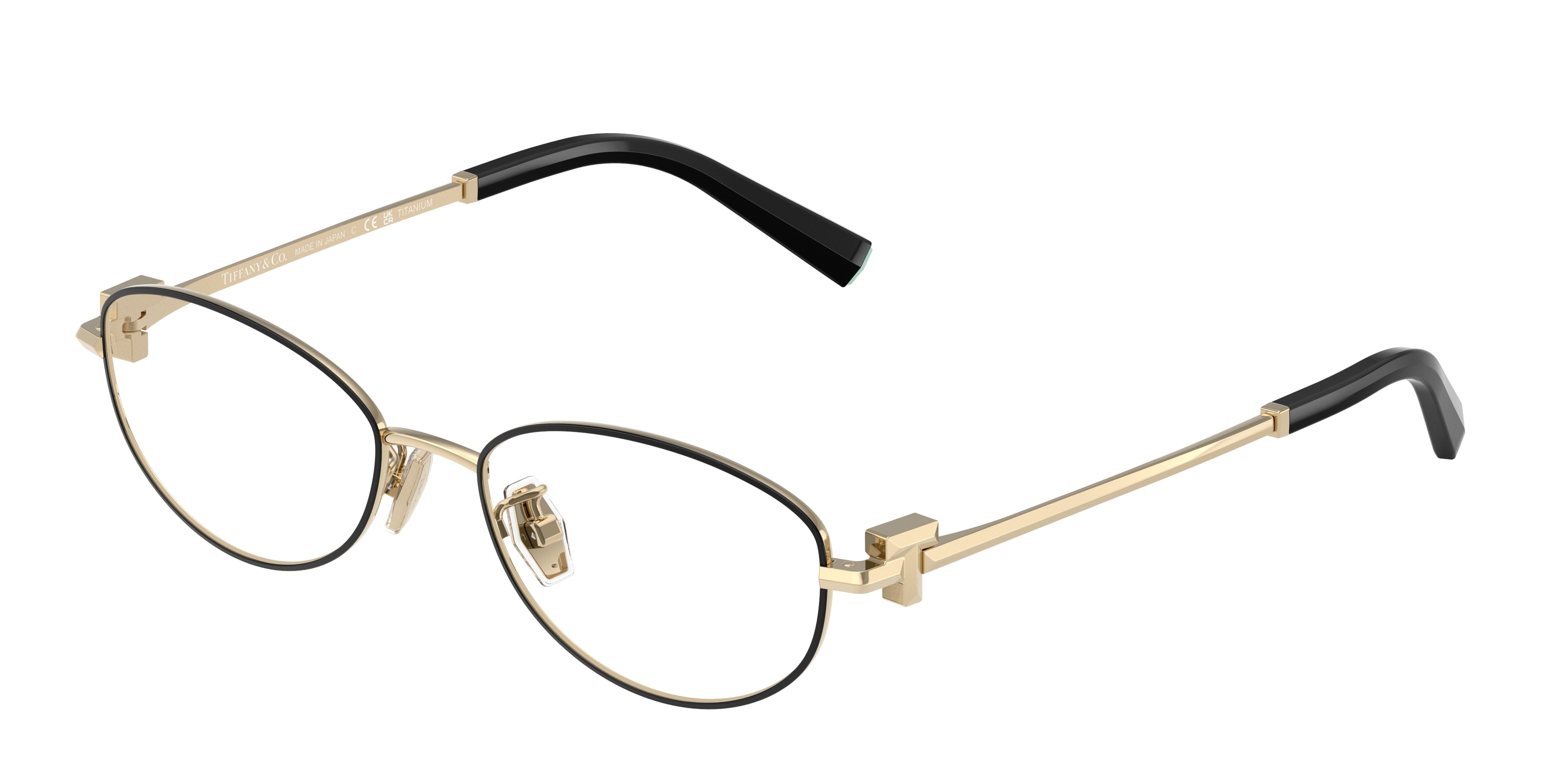 Tiffany TF1162TD Oval Eyeglasses 6164-Black On Pale Gold 52-140-17 - Color Map Black