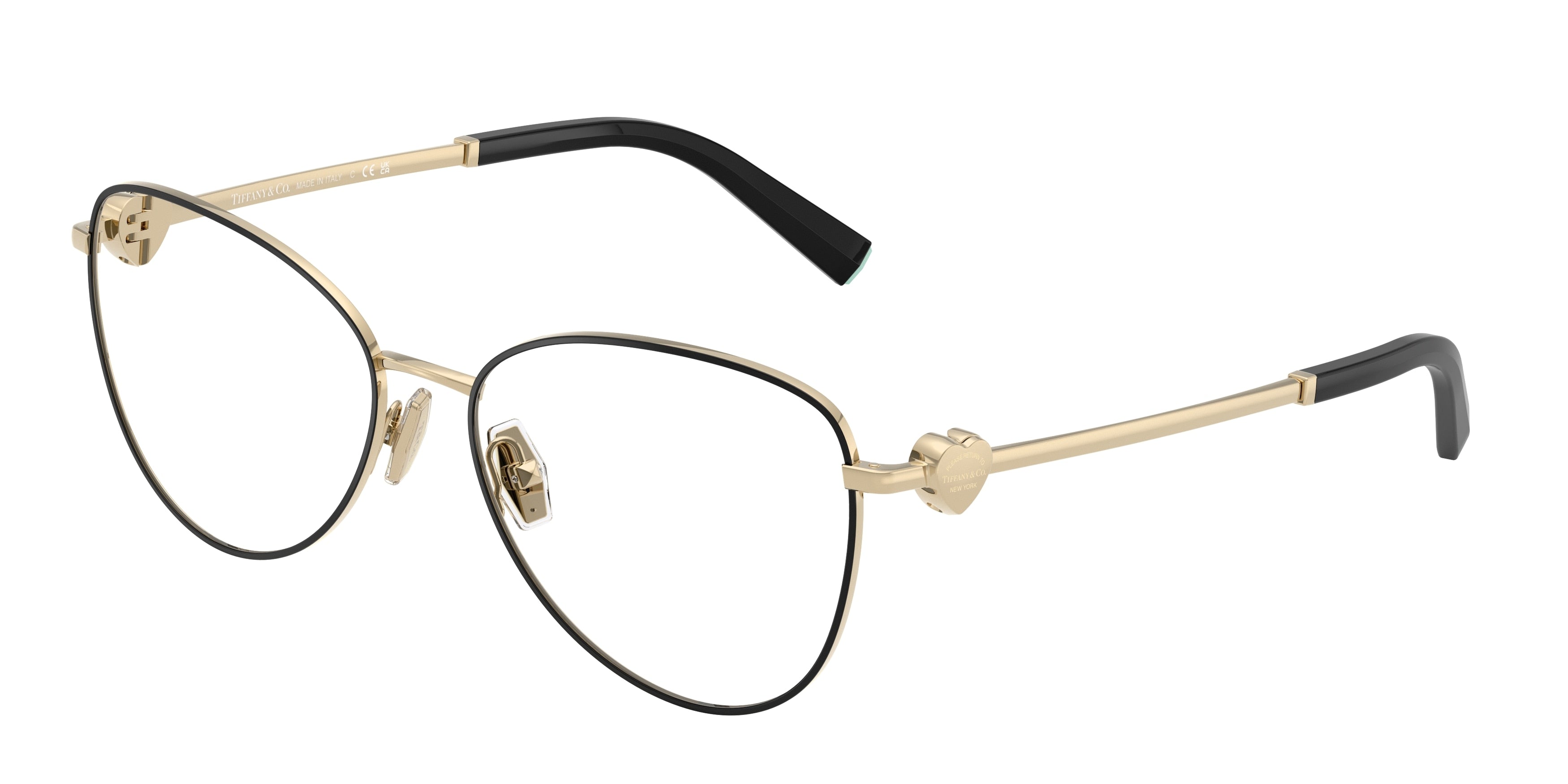 Tiffany TF1163B Pilot Eyeglasses 6164-Black On Pale Gold 56-140-16 - Color Map Black