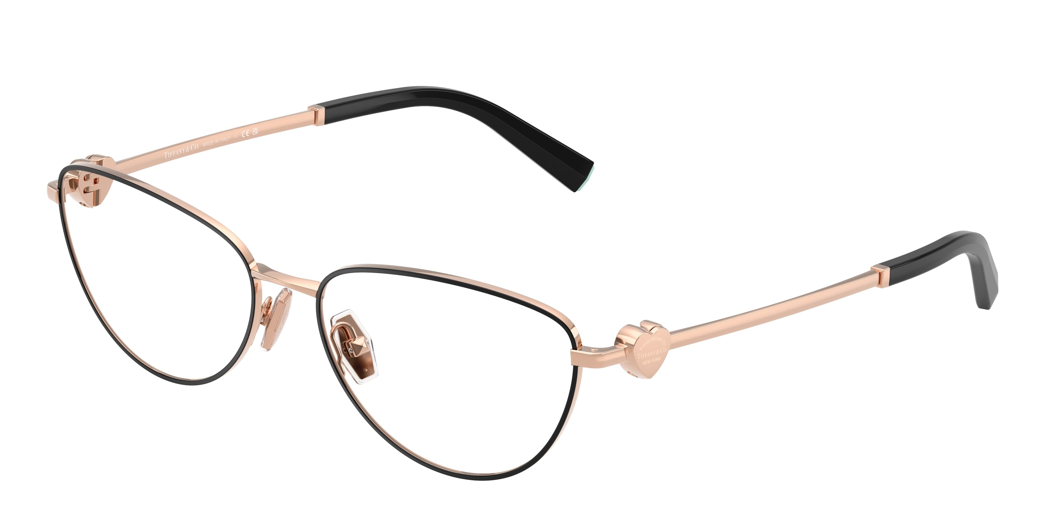 Tiffany TF1164B Oval Eyeglasses 6105-Black On Rose Gold 56-140-16 - Color Map Black