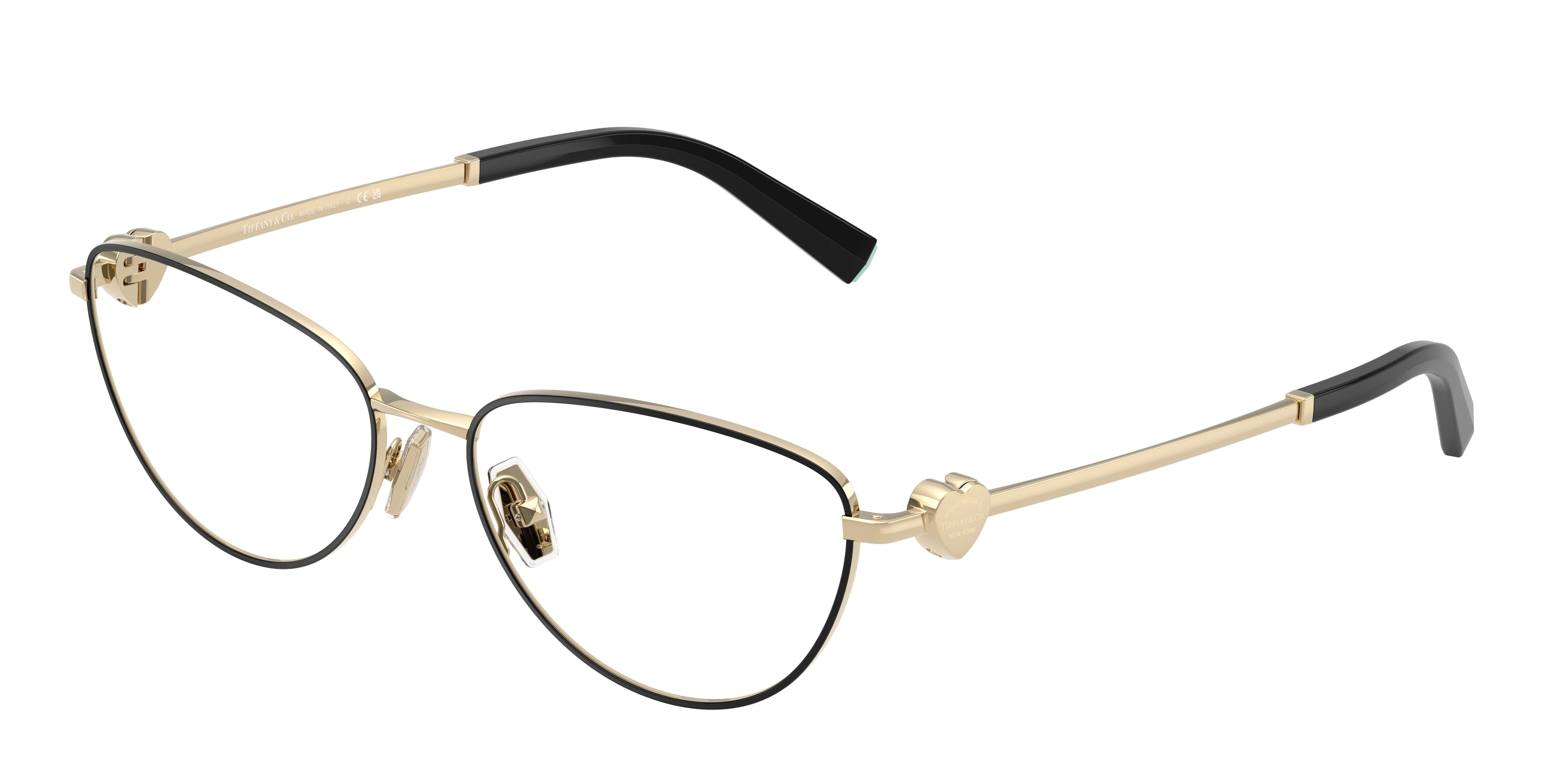 Tiffany TF1164B Oval Eyeglasses 6164-Black On Pale Gold 56-140-16 - Color Map Black