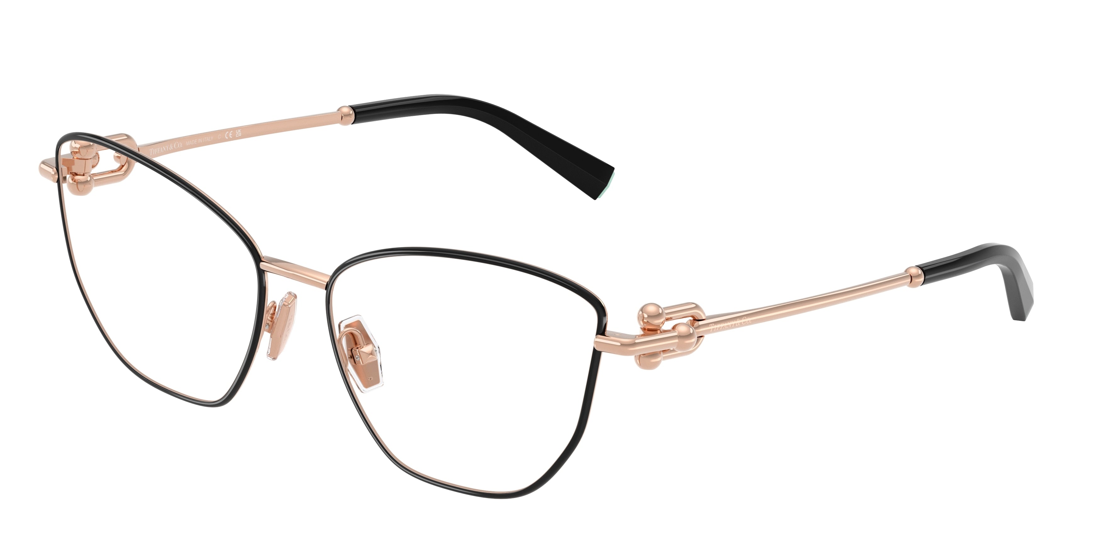 Tiffany TF1166 Cat Eye Eyeglasses  6162-Black On Rose Gold 57-140-16 - Color Map Black