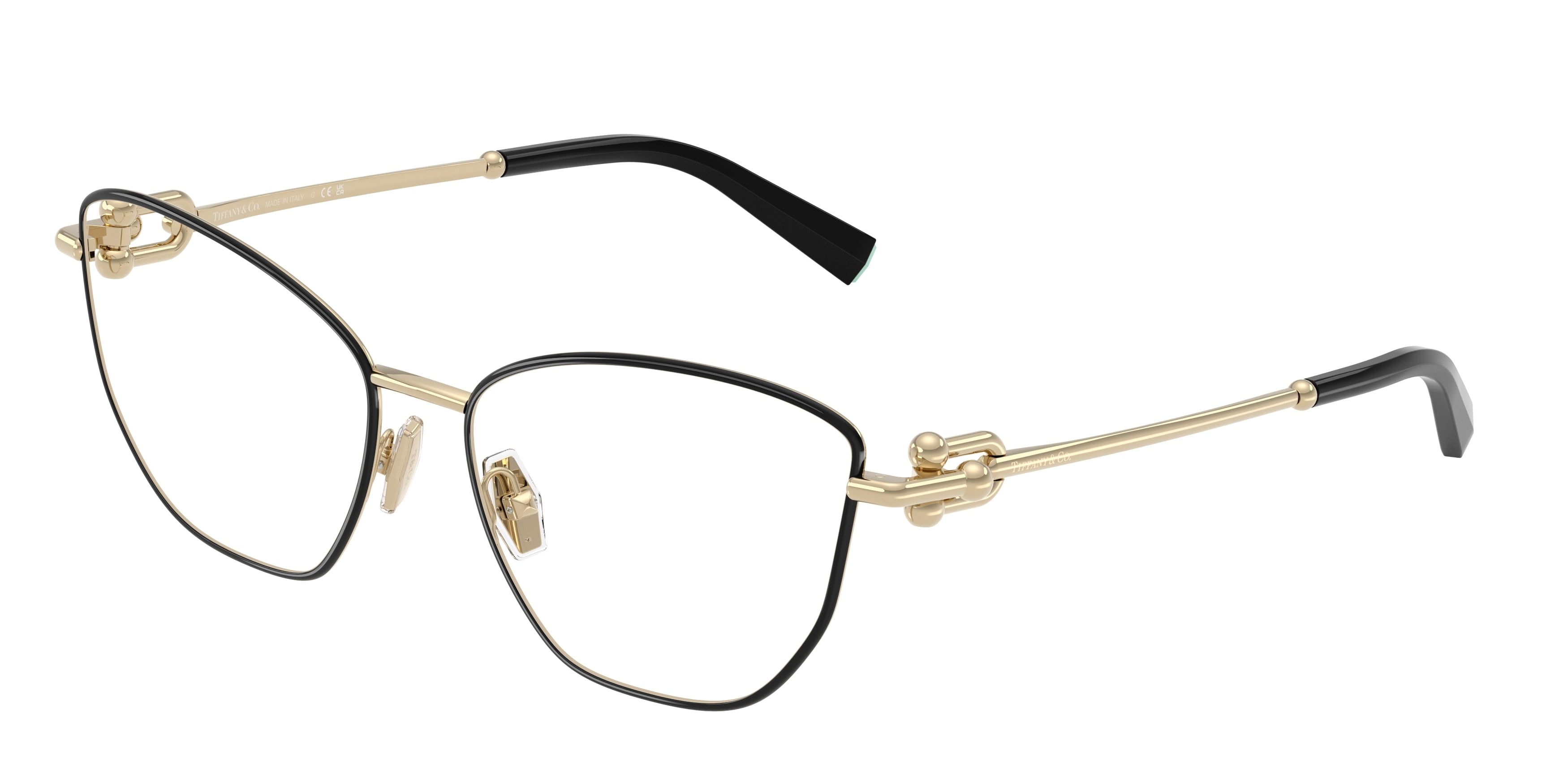 Tiffany TF1166 Cat Eye Eyeglasses 6164-Black On Pale Gold 57-140-16 - Color Map Black