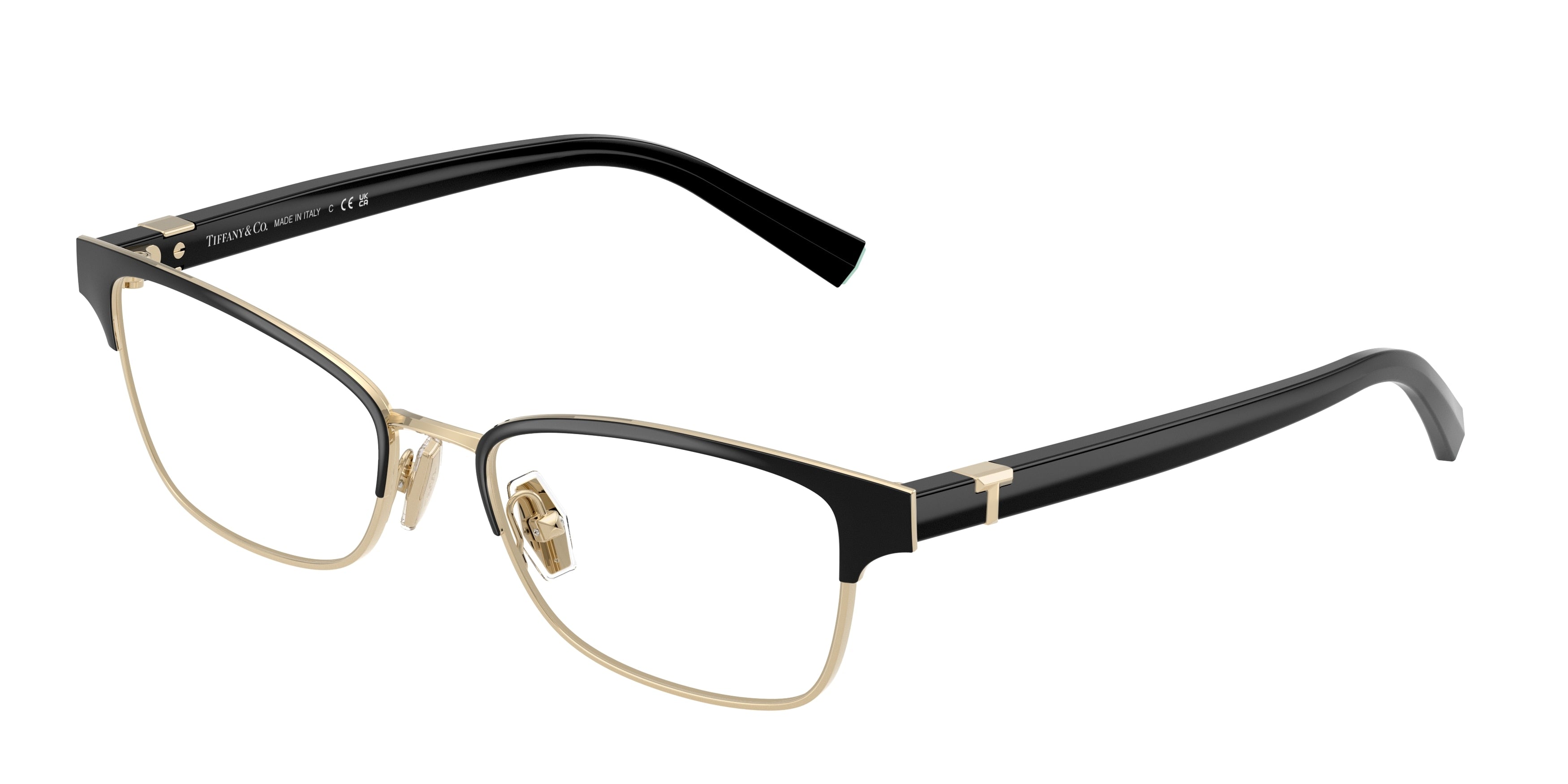 Tiffany TF1168 Pillow Eyeglasses  6164-Black On Pale Gold 53-140-17 - Color Map Black