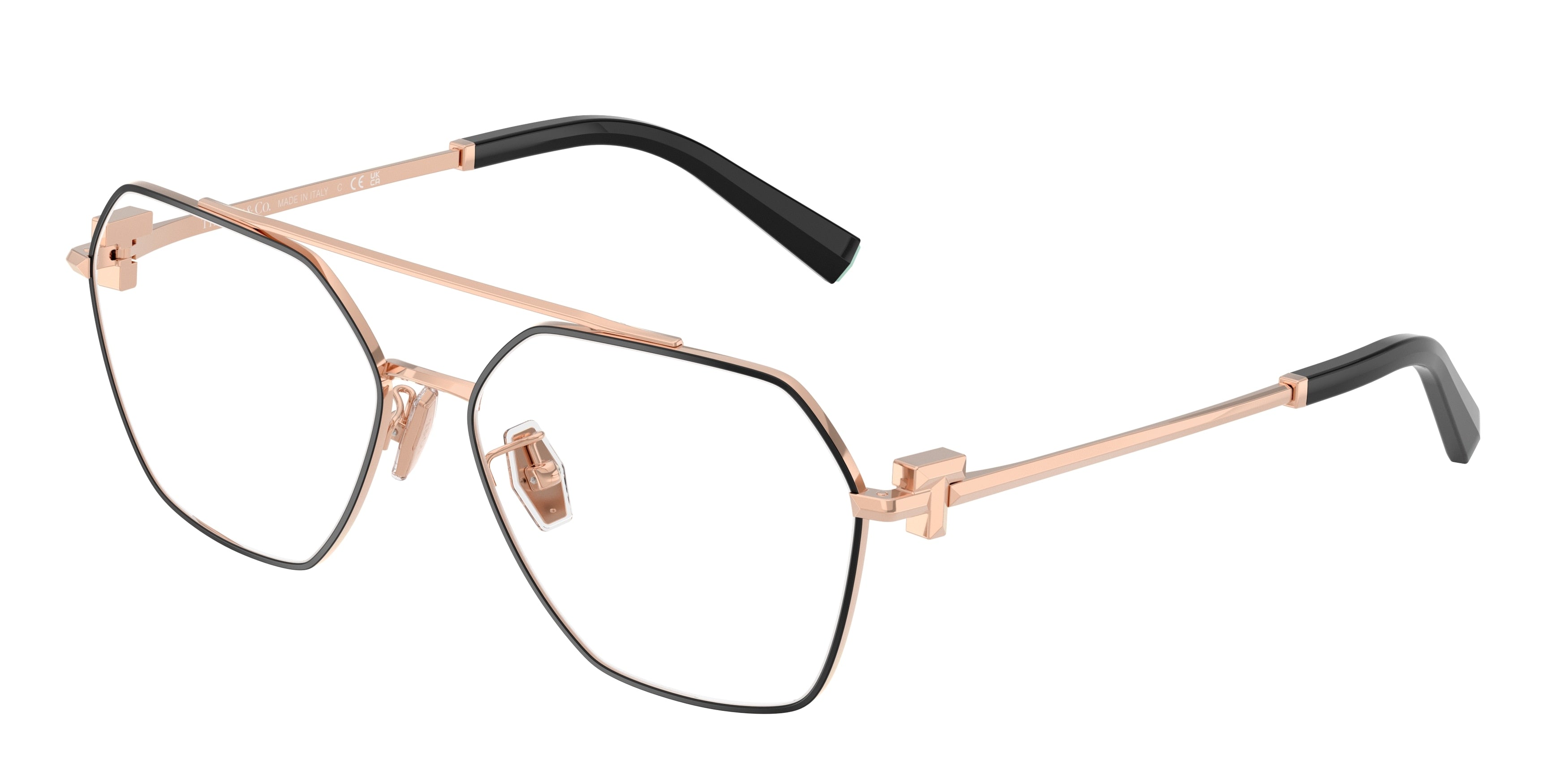 Tiffany TF1169 Irregular Eyeglasses 6105-Black On Rose Gold 57-140-15 - Color Map Black