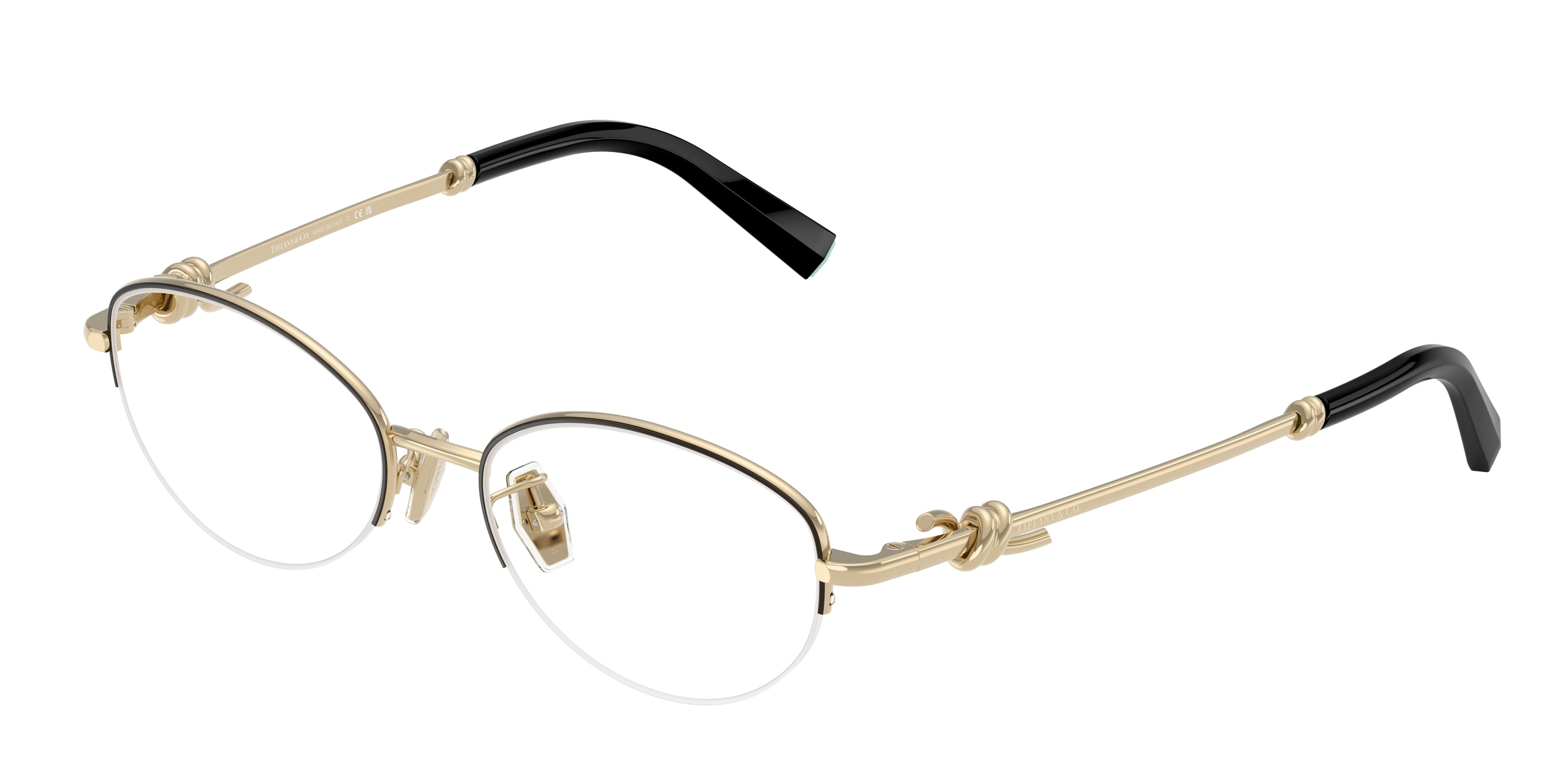 Tiffany TF1171D Oval Eyeglasses  6164-Black On Pale Gold 51-140-17 - Color Map Black