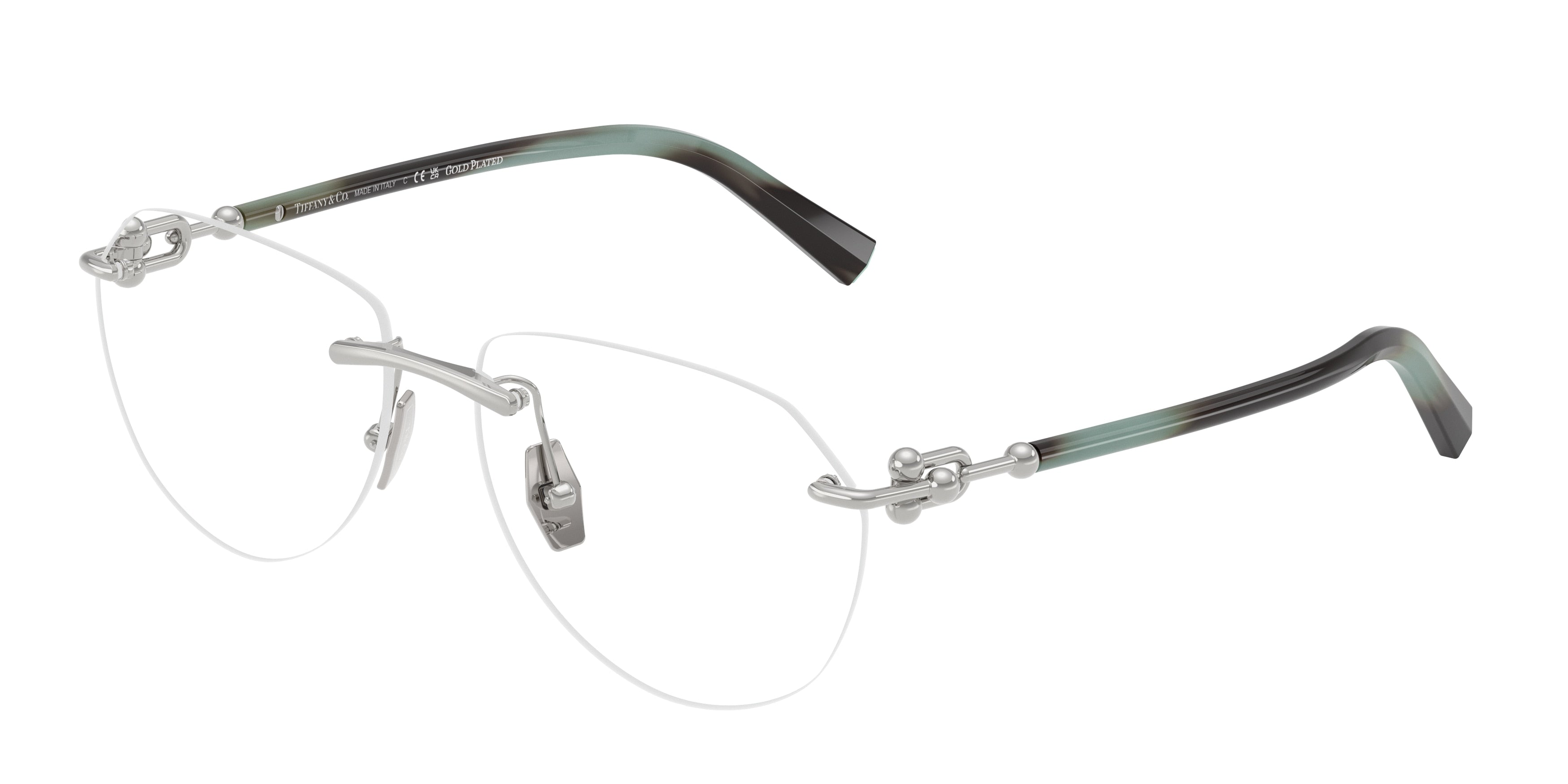 Tiffany TF1173K Pilot Eyeglasses  6213-Silver Gold Plated 57-140-15 - Color Map Silver