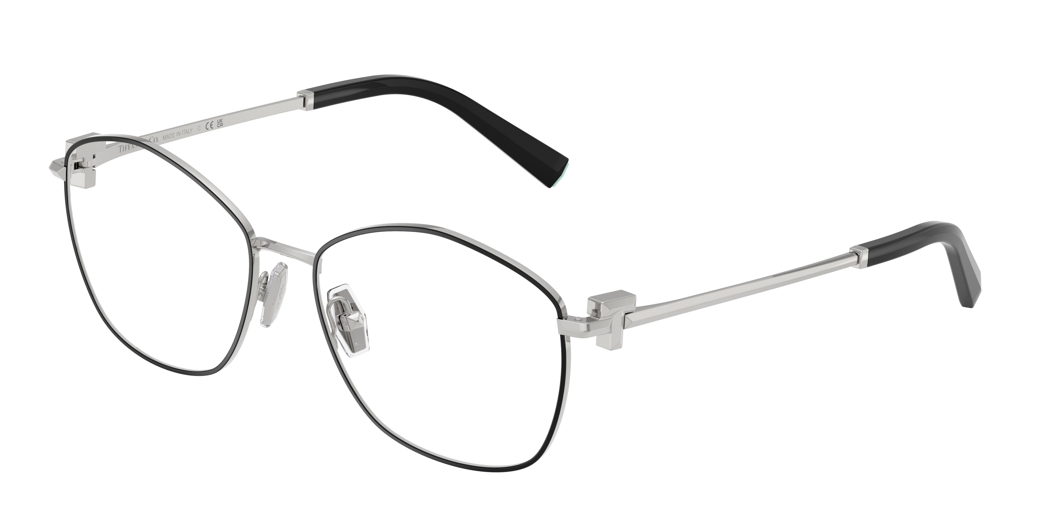Tiffany TF1174 Irregular Eyeglasses 6145-Black On Silver 55-140-16 - Color Map Black