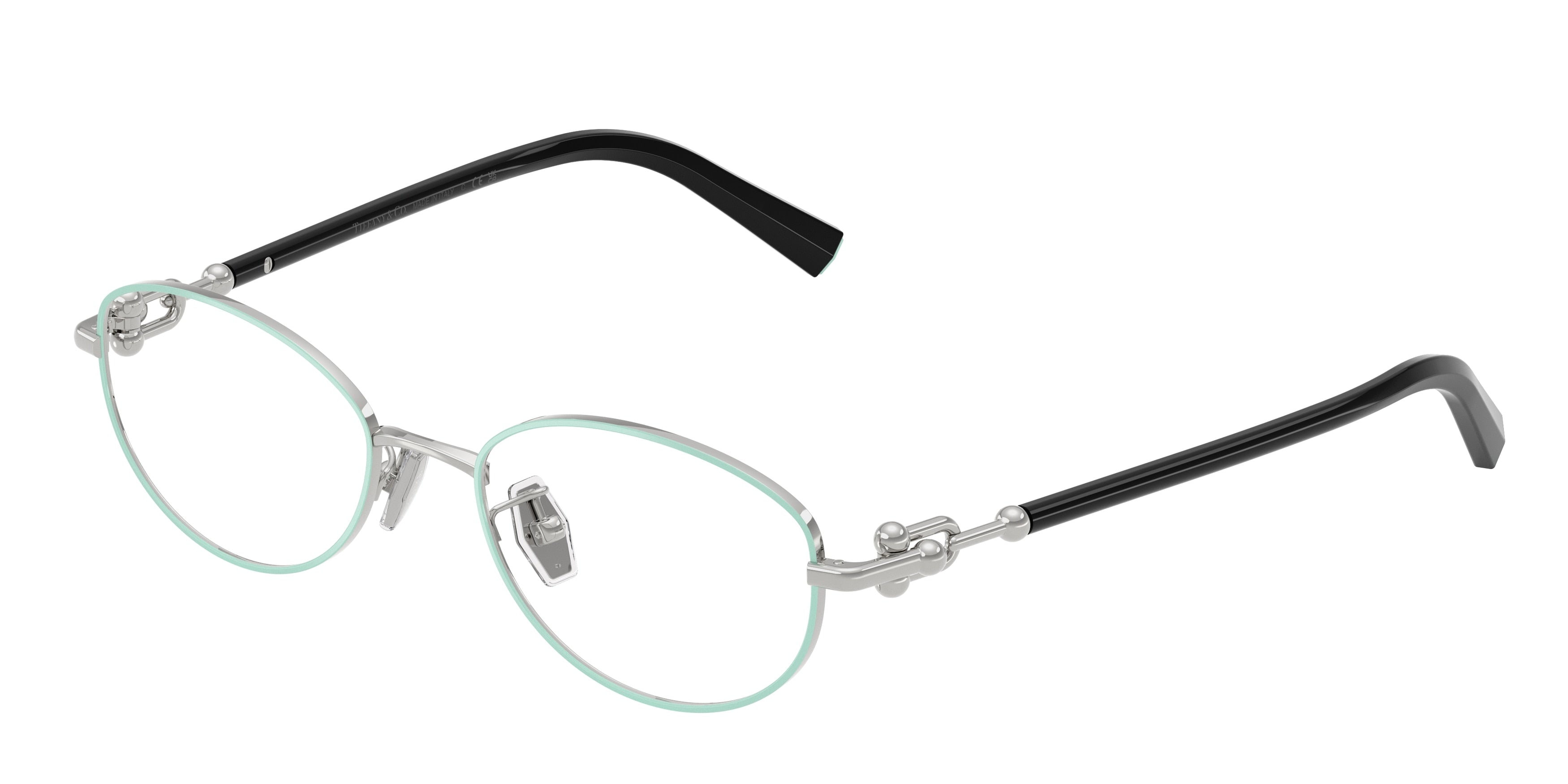 Tiffany TF1176D Oval Eyeglasses 6151-Tiffany Blue On Silver 51-140-18 - Color Map Blue
