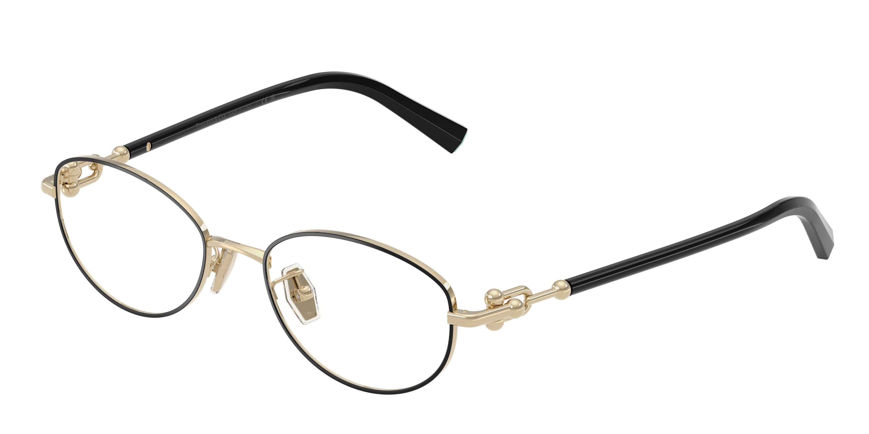 Tiffany TF1176D Oval Eyeglasses 6164-Black On Pale Gold 51-140-18 - Color Map Black