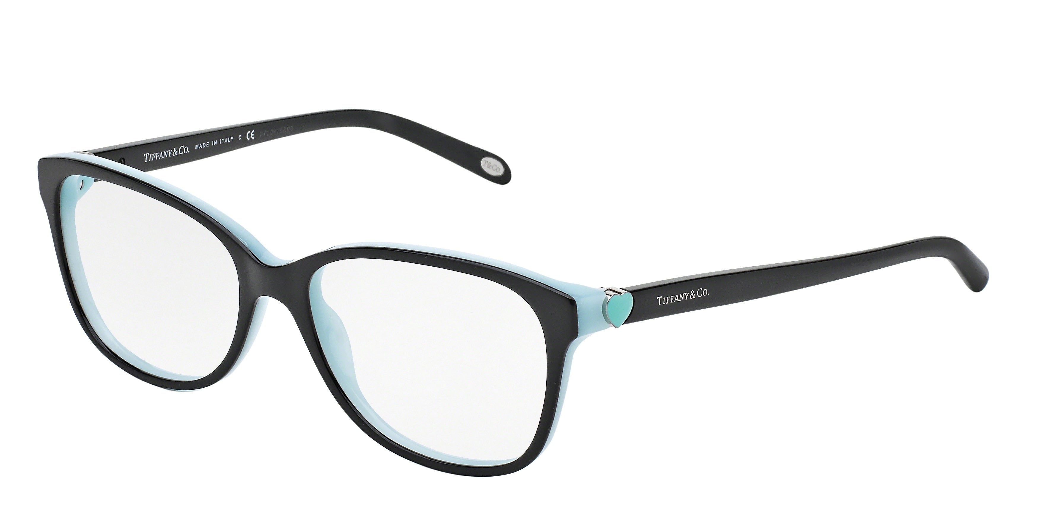 Tiffany TF2097 Square Eyeglasses 8055-Black On Tiffany Blue 52-135-16 - Color Map Black