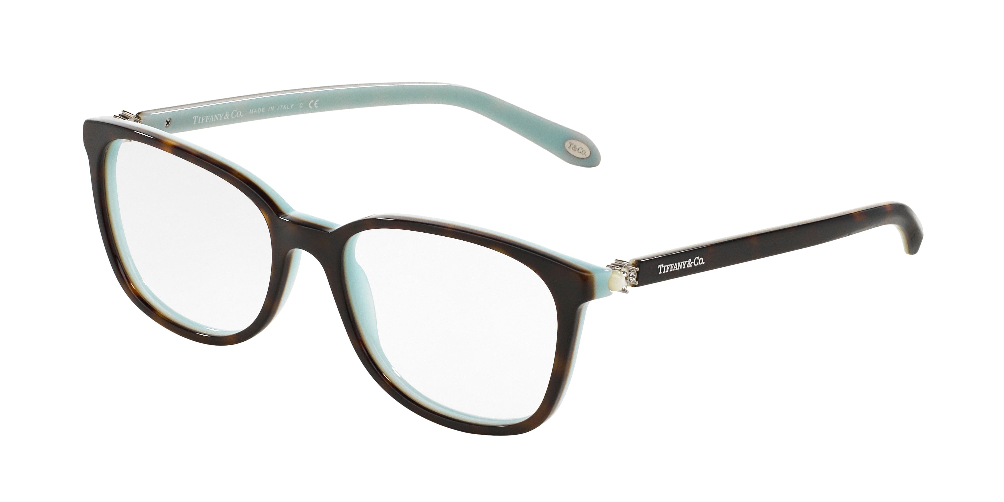 Tiffany TF2109BF Square Eyeglasses 8134-Havana On Tiffany Blue 53-140-17 - Color Map Brown