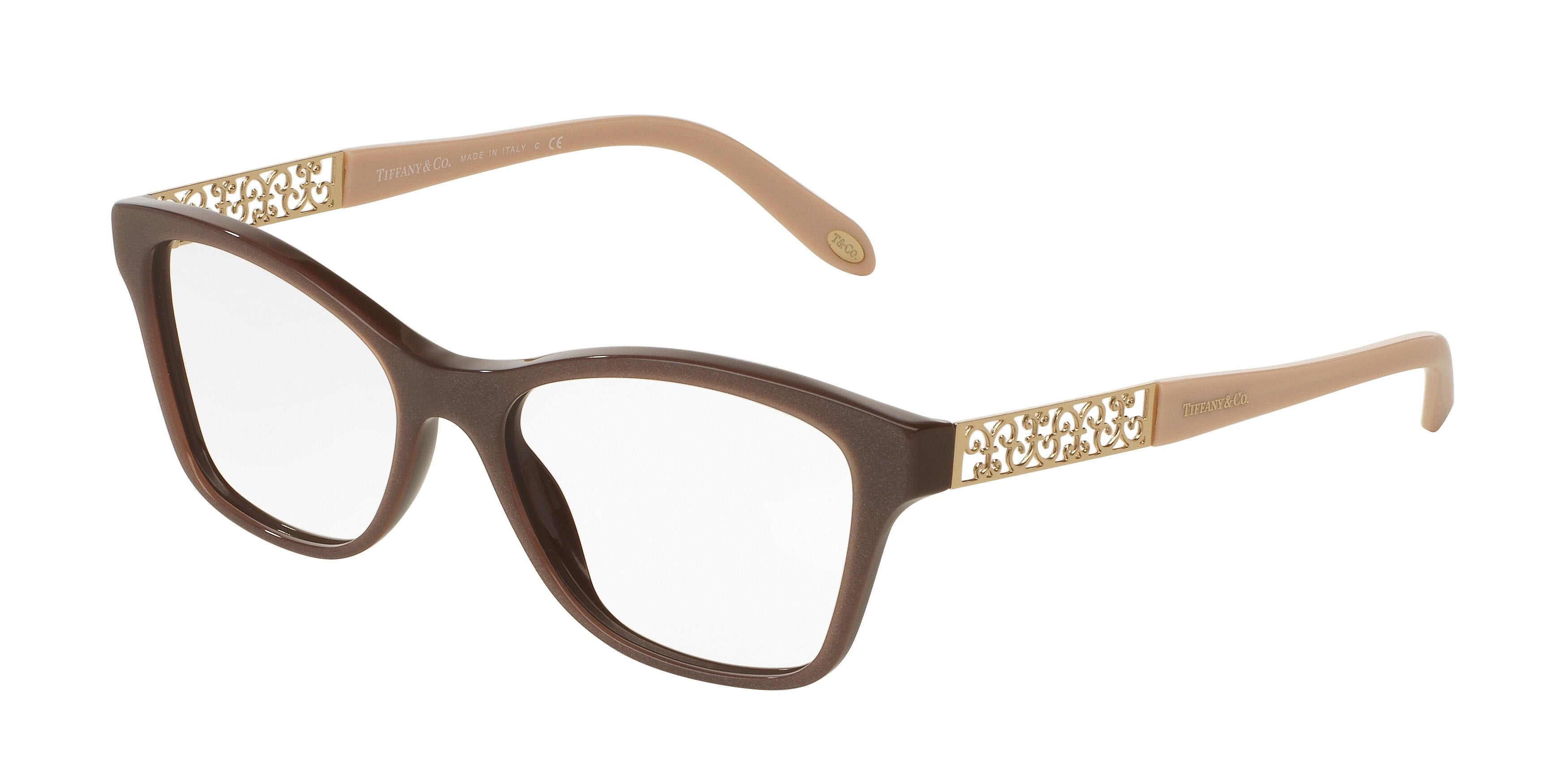 Tiffany TF2130 Square Eyeglasses 8210-Pearl Brown 52-140-16 - Color Map Brown