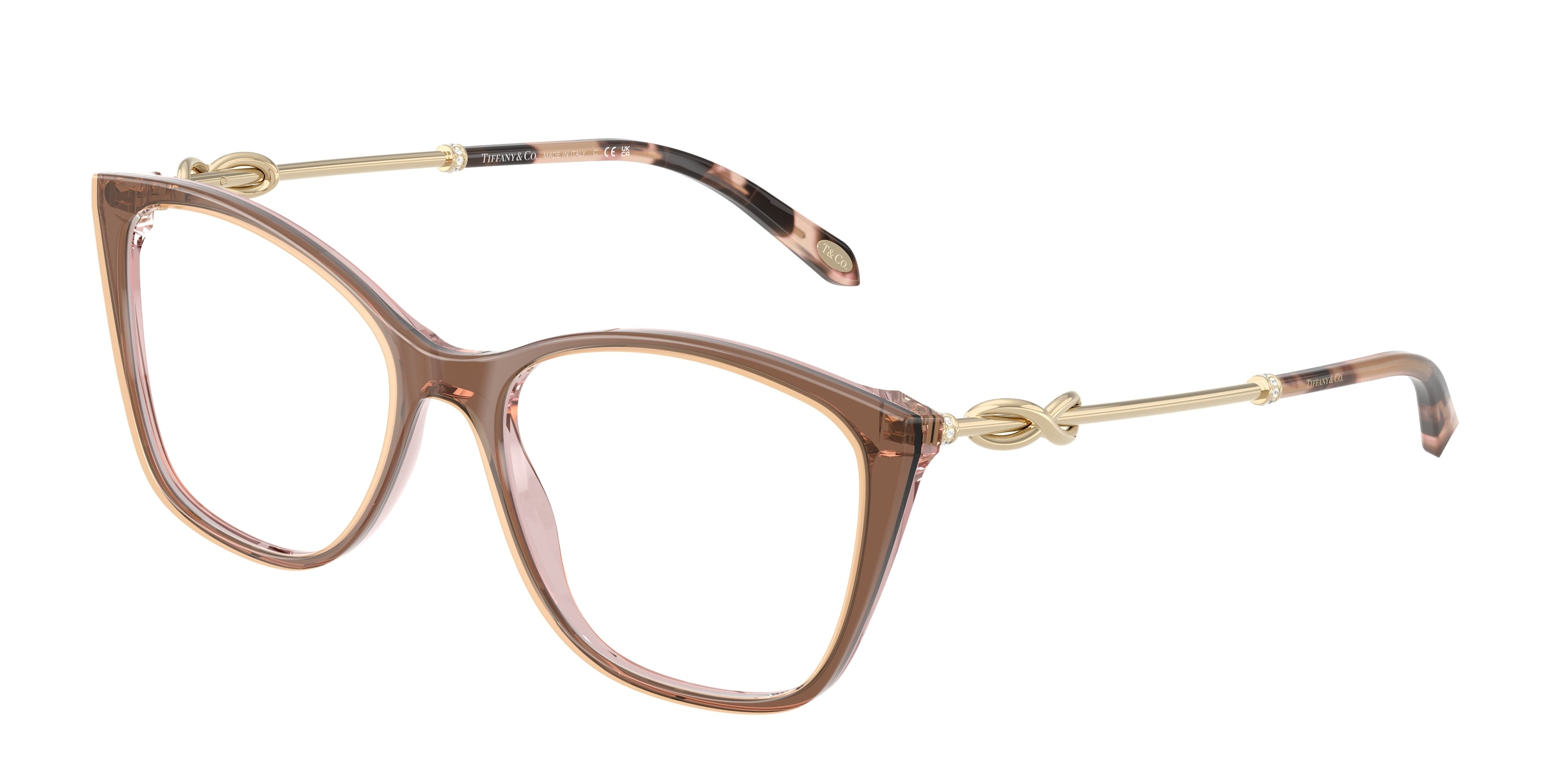 Tiffany TF2160B Square Eyeglasses 8255-Brown On Pink Grey 54-140-17 - Color Map Brown