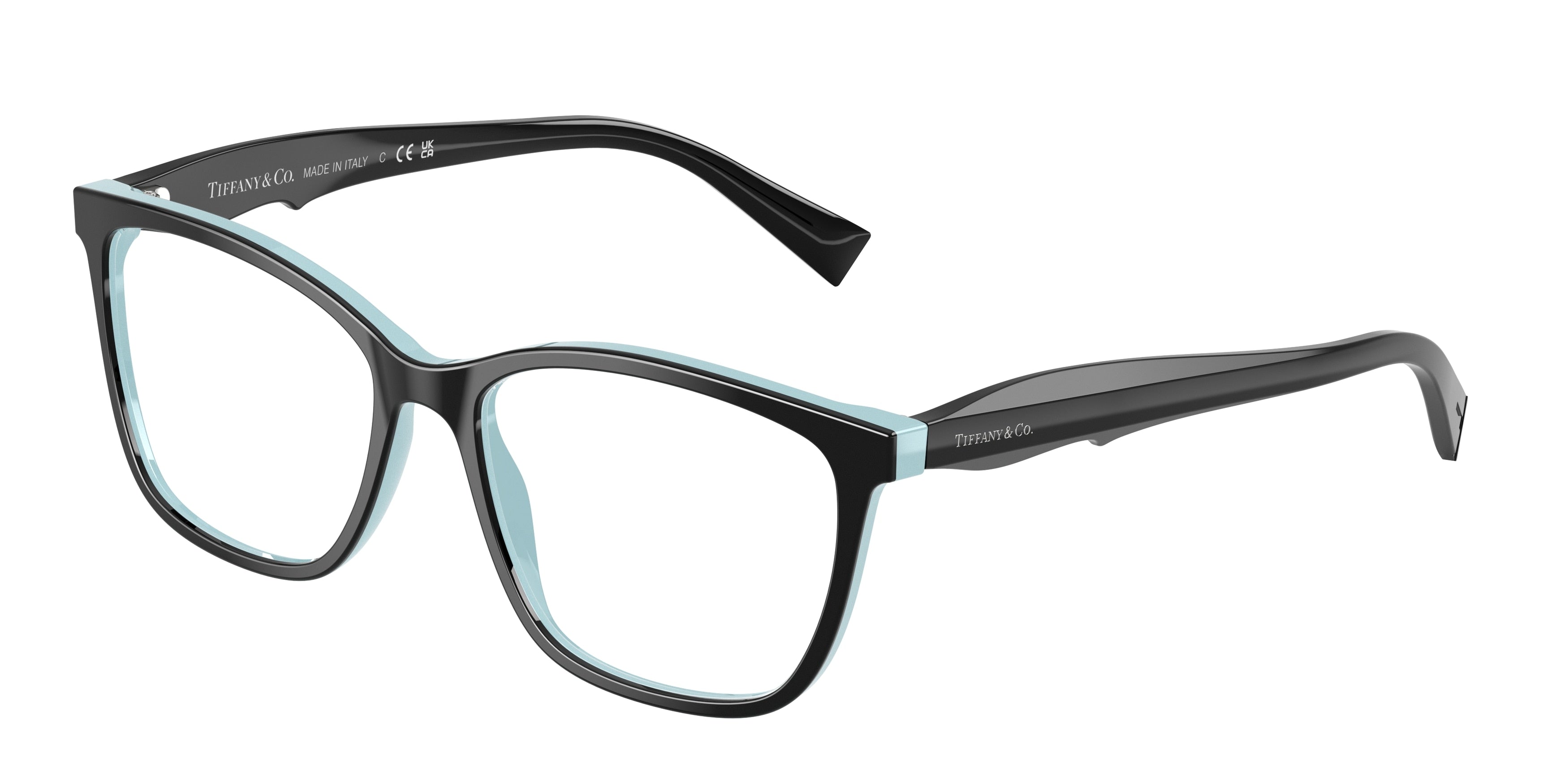 Tiffany TF2175 Square Eyeglasses 8055-Black On Tiffany Blue 54-140-16 - Color Map Black