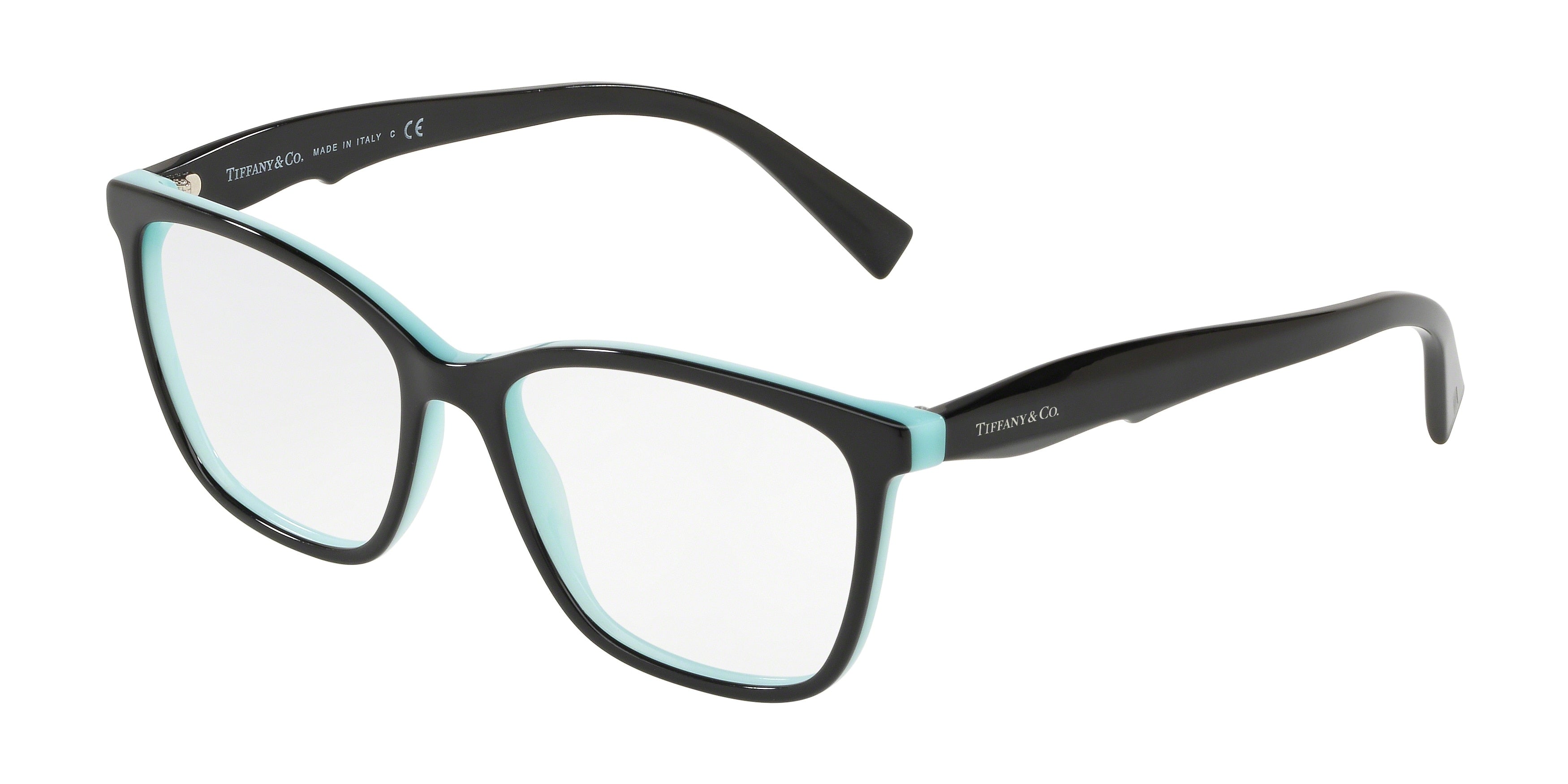 Tiffany TF2175 Square Eyeglasses 8055-Black On Tiffany Blue 54-140-16 - Color Map Black