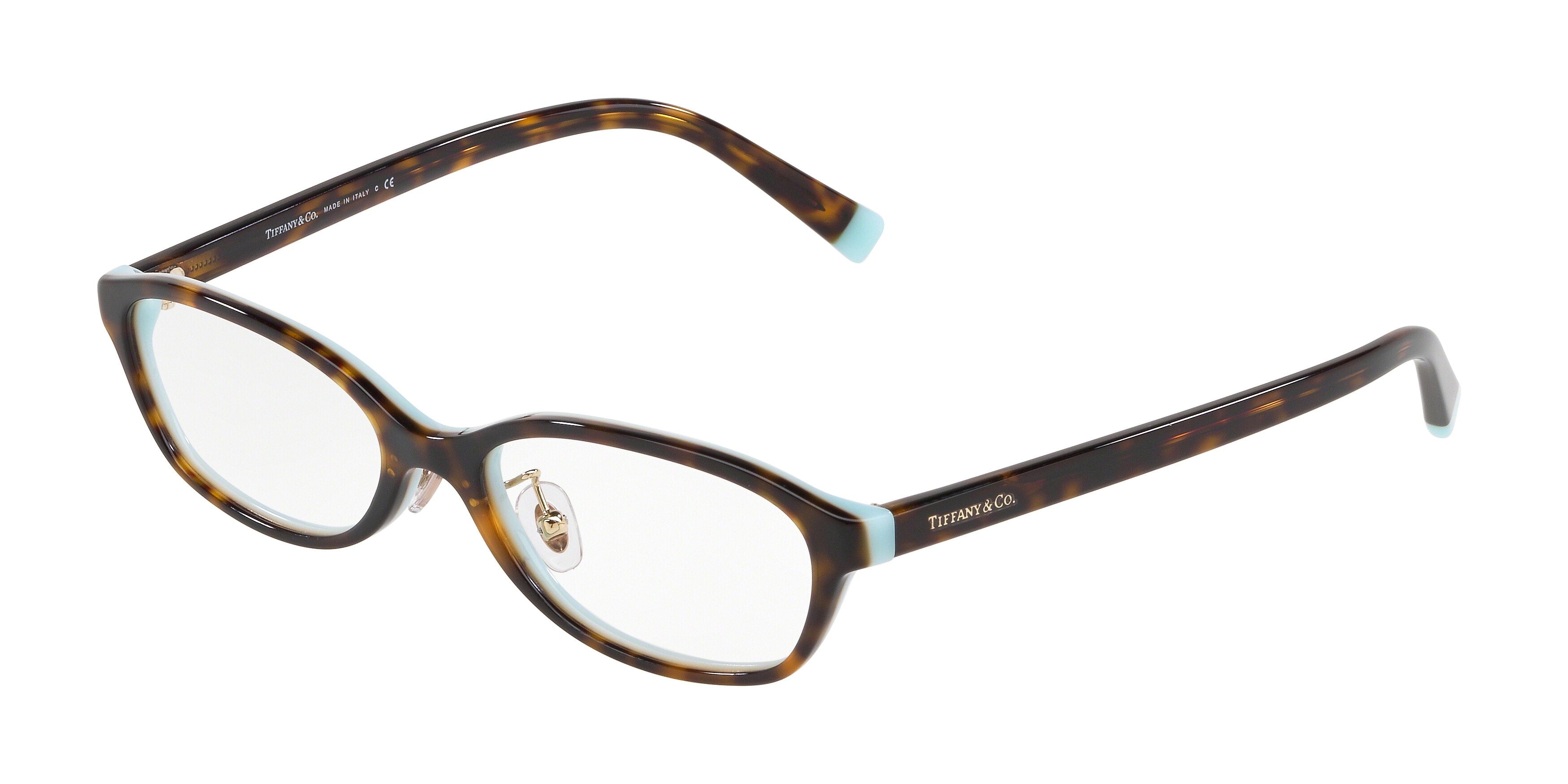 Tiffany TF2182D Oval Eyeglasses 8134-Havana On Tiffany Blue 52-140-16 - Color Map Brown