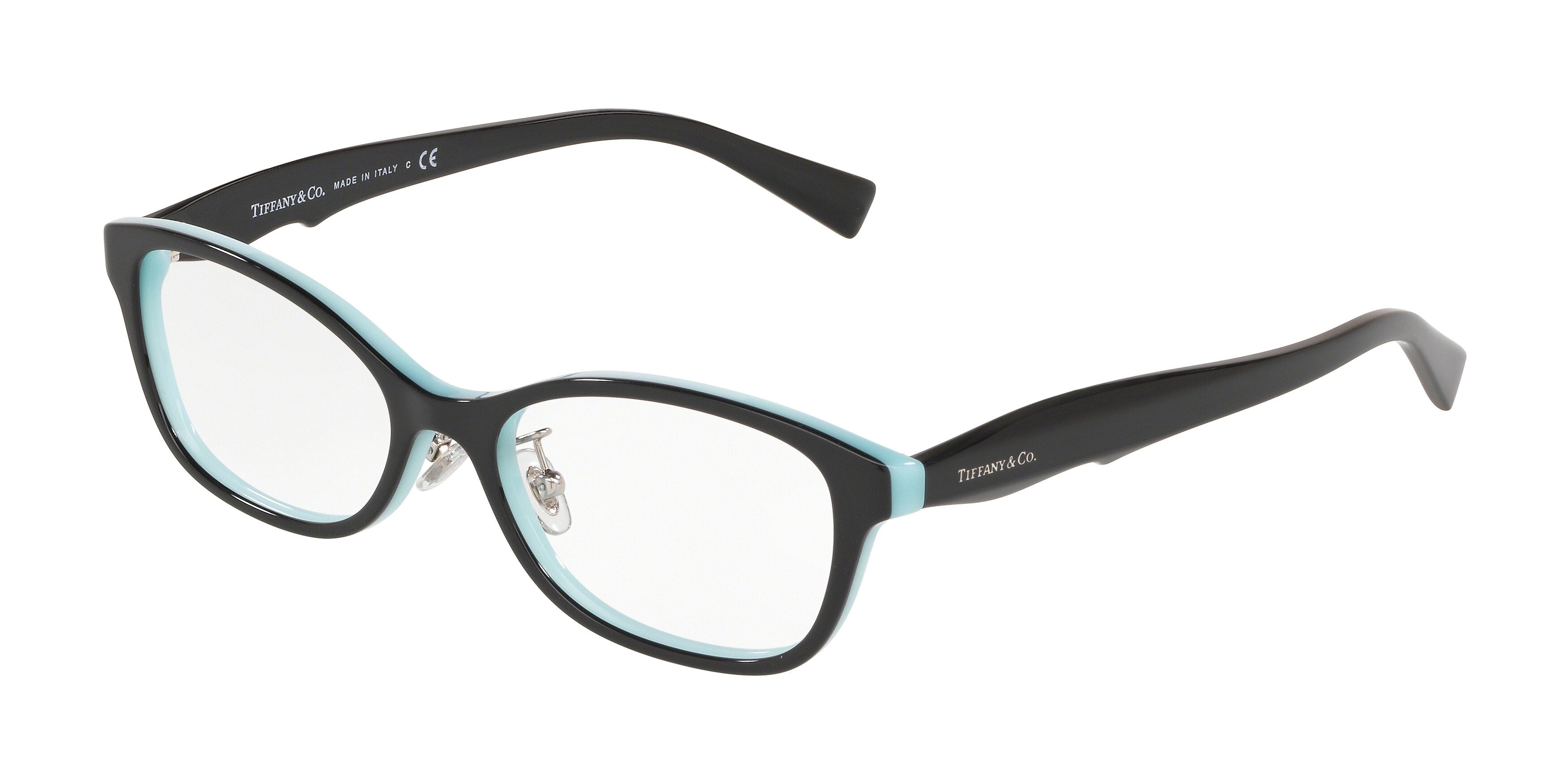 Tiffany TF2187D Pillow Eyeglasses 8055-Black On Tiffany Blue 52-140-16 - Color Map Black