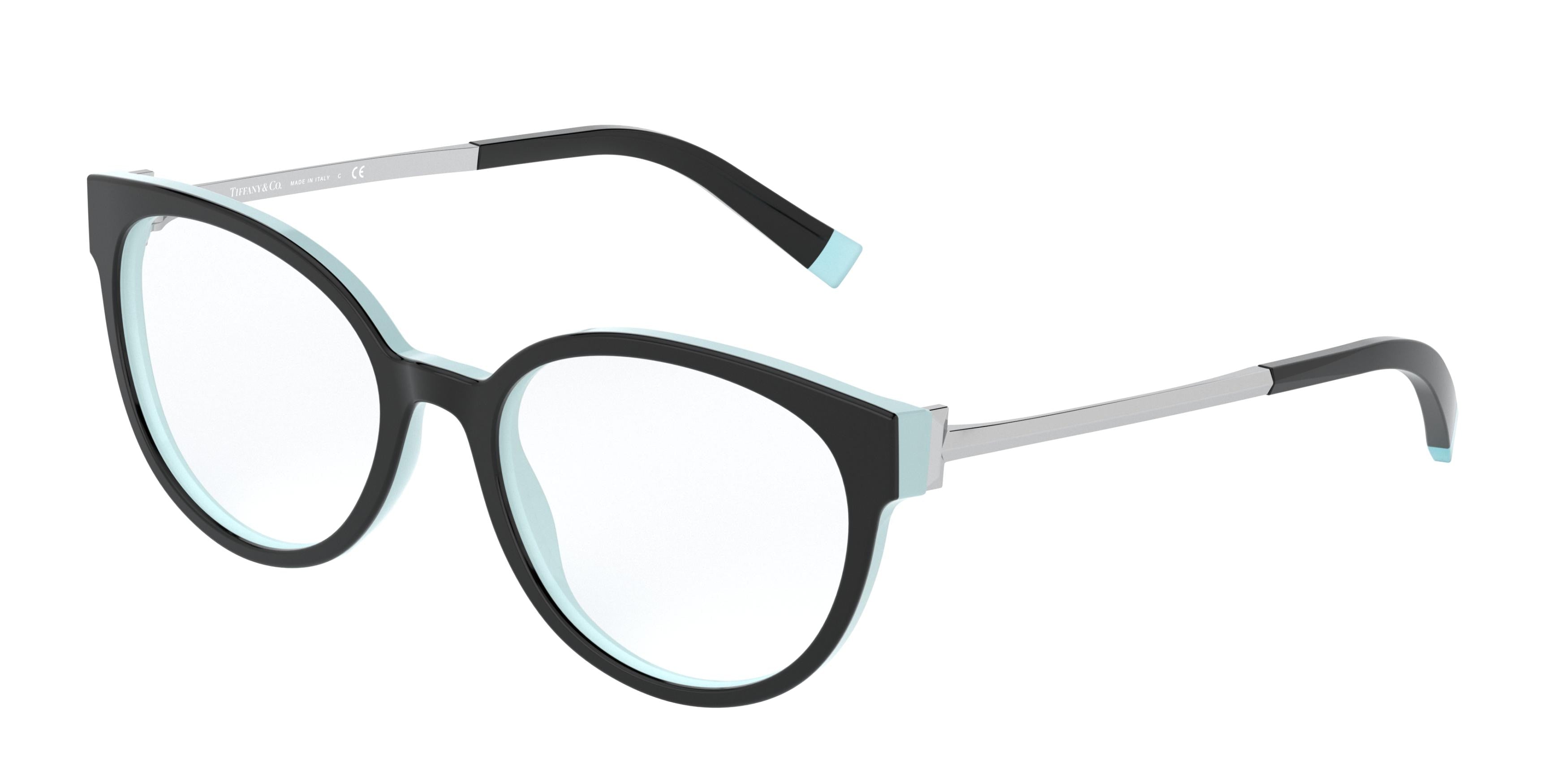 Tiffany TF2191 Phantos Eyeglasses  8055-Black On Tiffany Blue 53-140-18 - Color Map Black