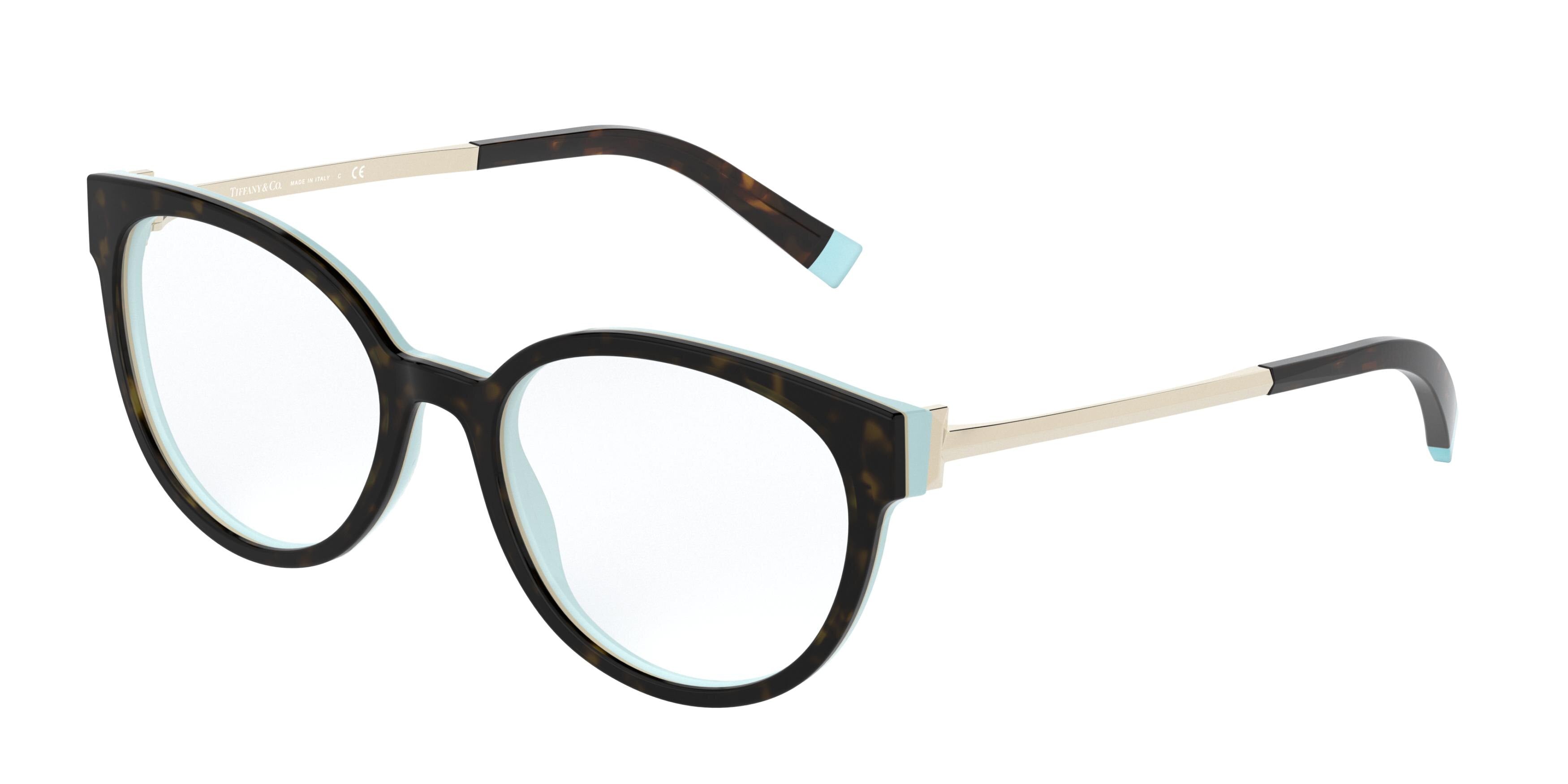 Tiffany TF2191 Phantos Eyeglasses 8134-Havana On Tiffany Blue 53-140-18 - Color Map Brown
