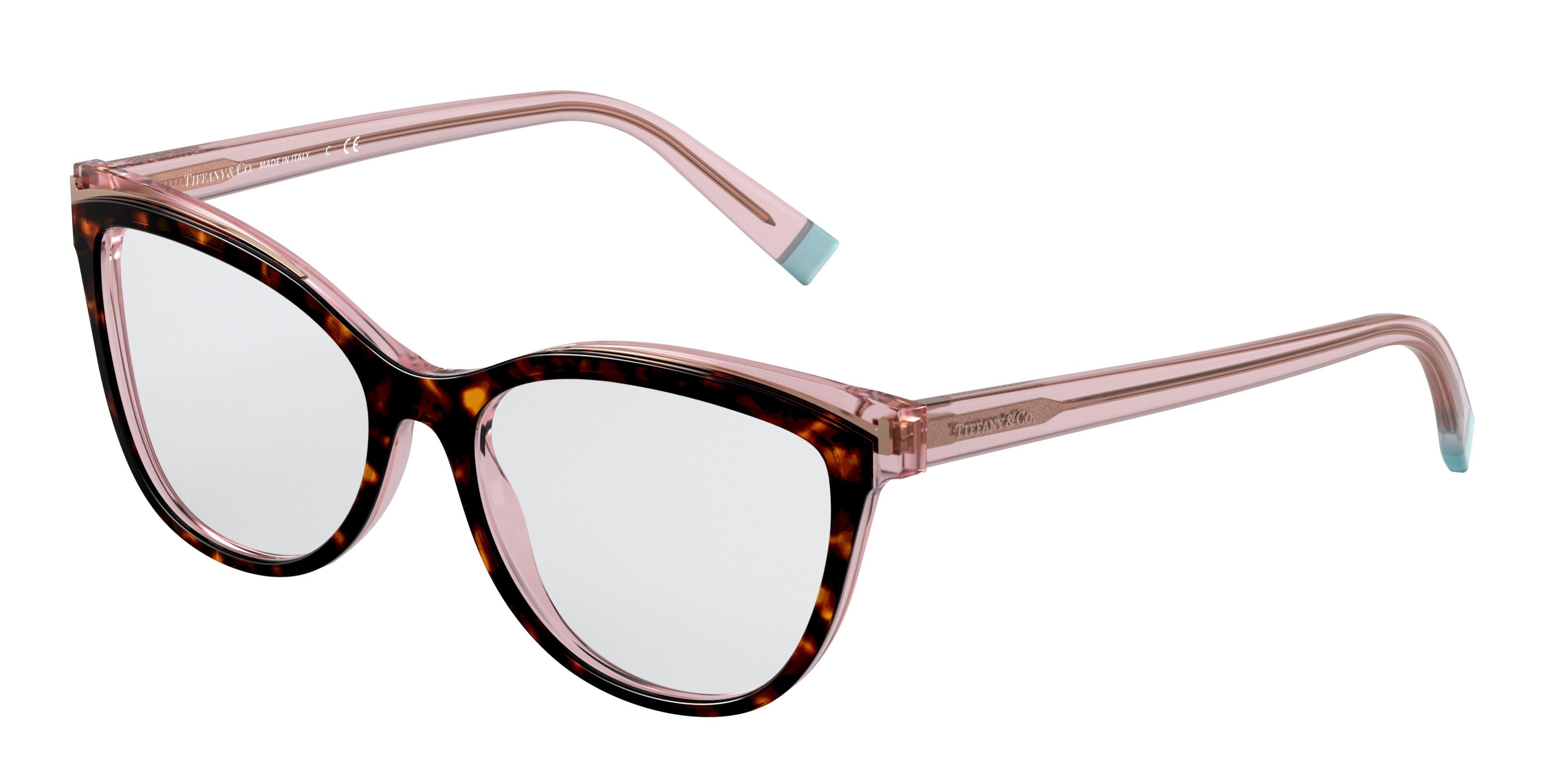 Tiffany TF2192 Cat Eye Eyeglasses 8287-Havana On Transparent Pink 52-140-16 - Color Map Brown