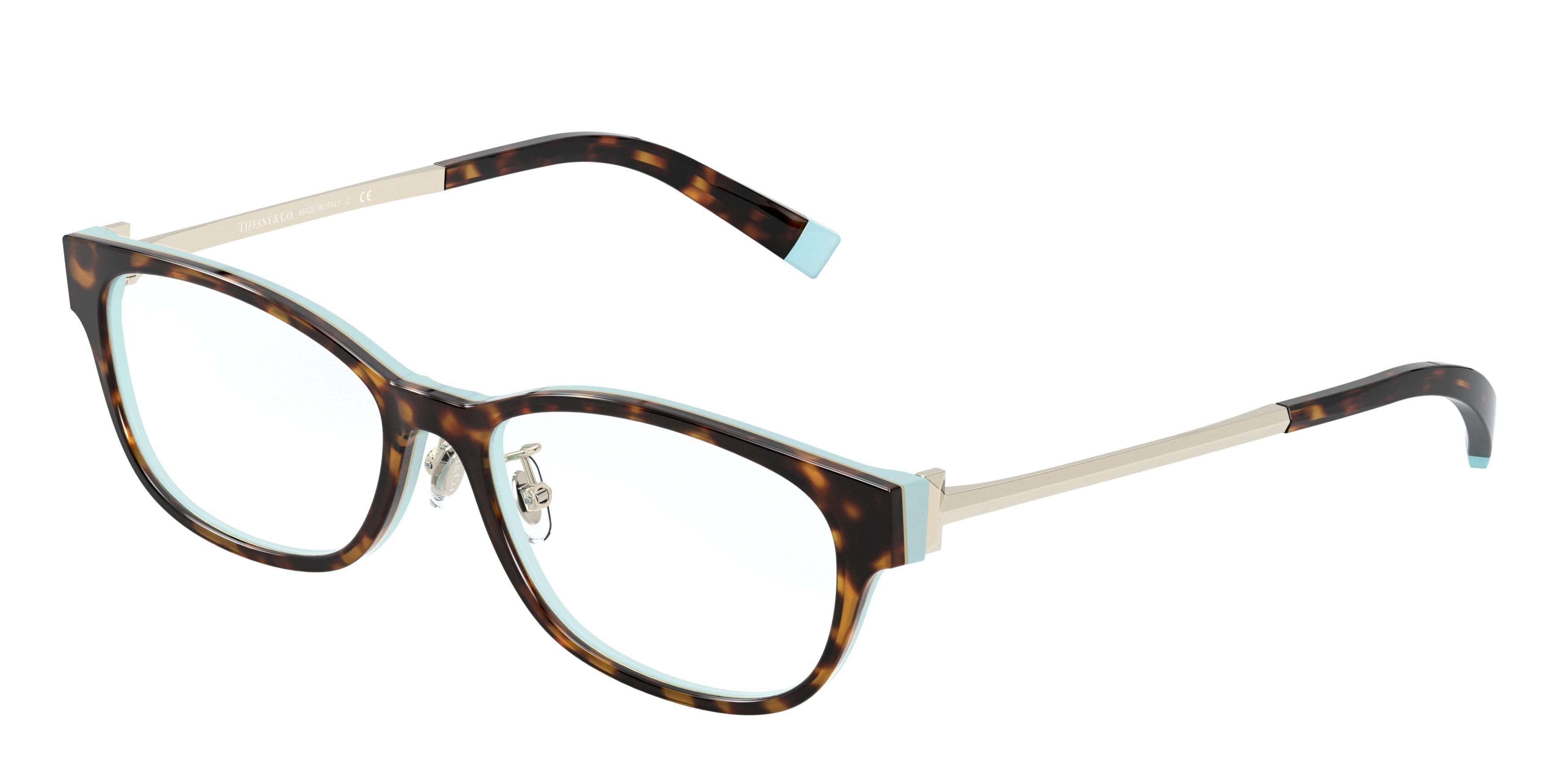 Tiffany TF2201D Pillow Eyeglasses 8134-Havana On Tiffany Blue 52-140-16 - Color Map Brown