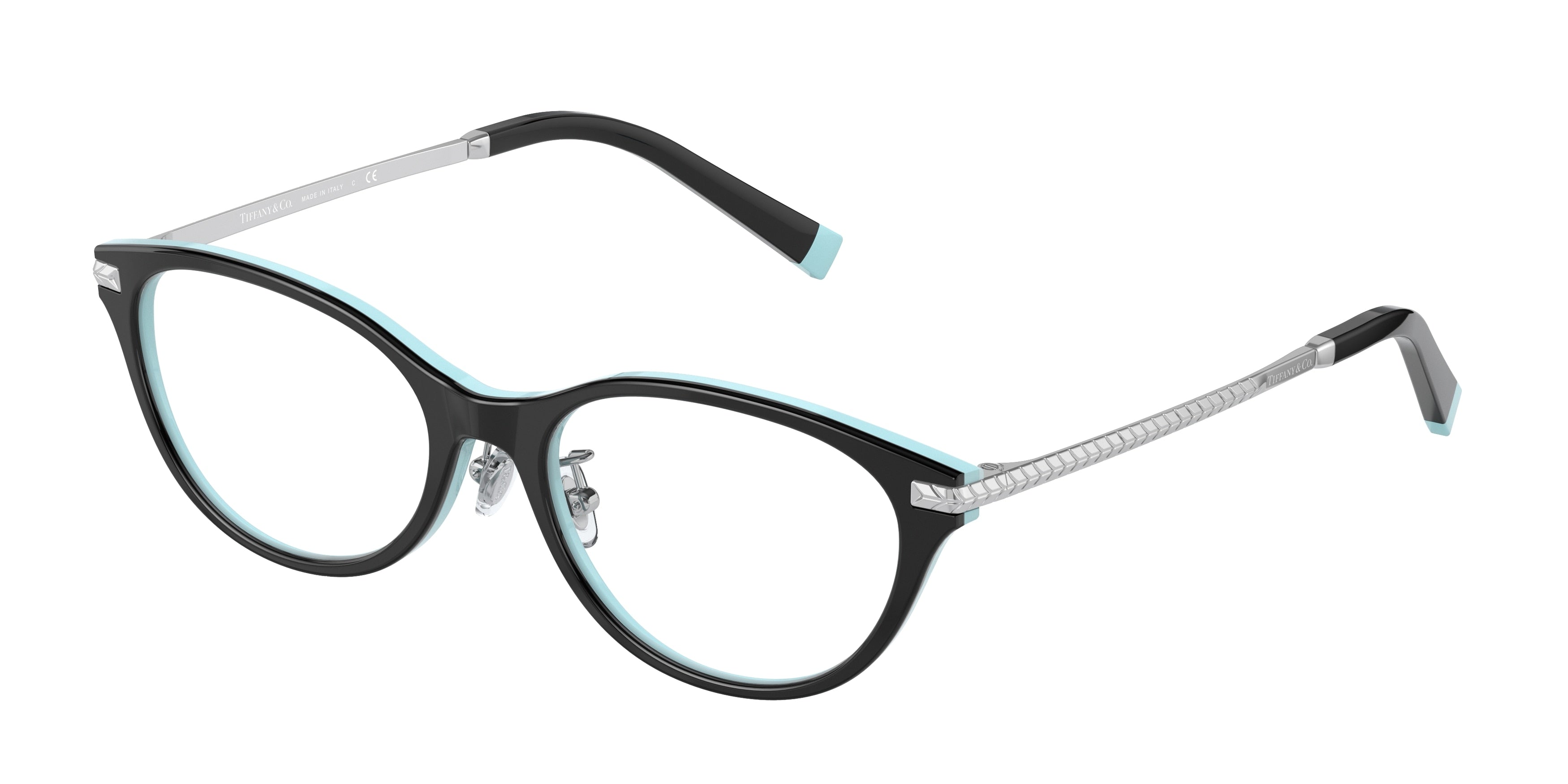 Tiffany TF2210D Cat Eye Eyeglasses 8055-Black On Tiffany Blue 52-140-17 - Color Map Black