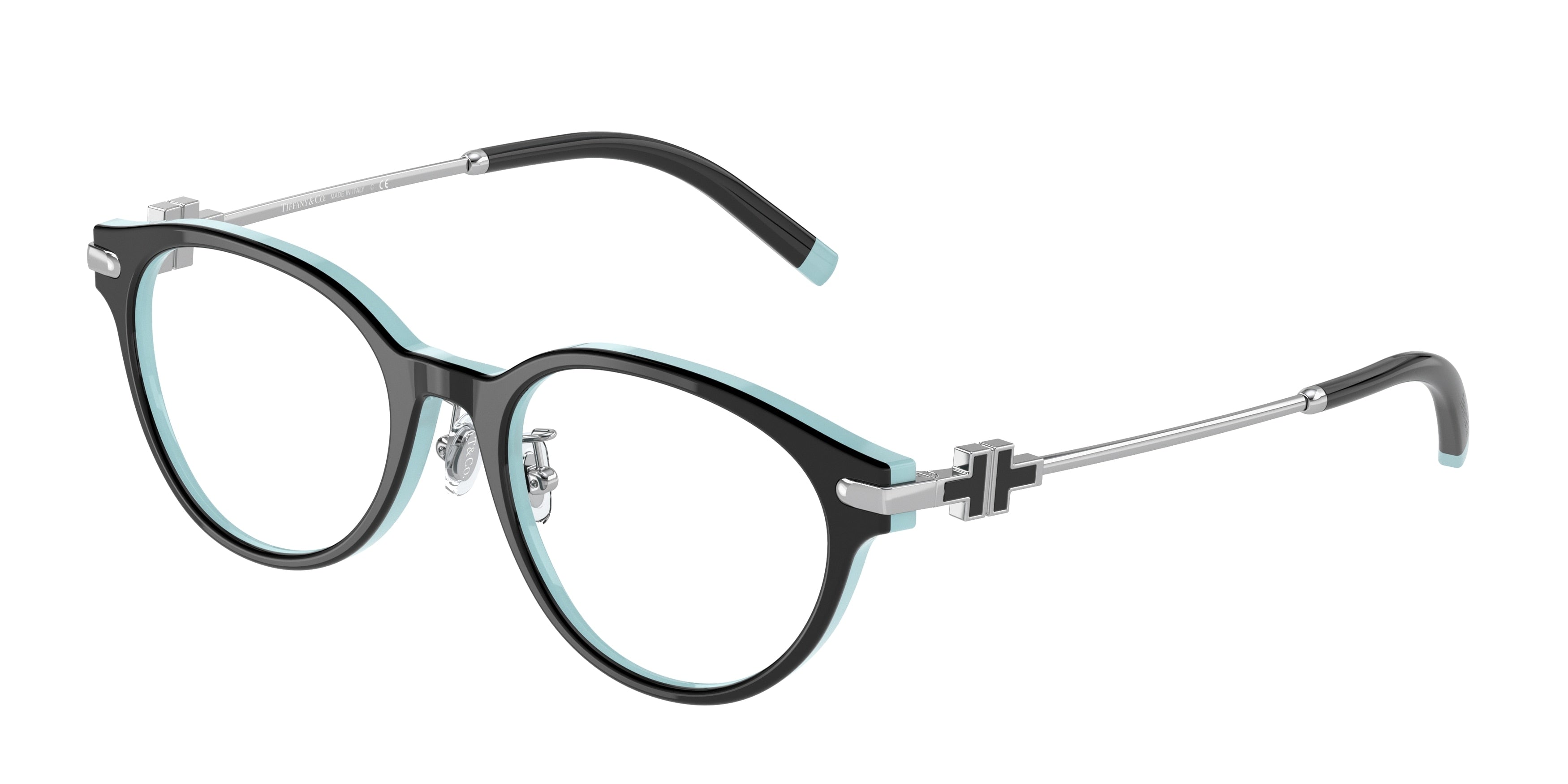 Tiffany TF2218D Oval Eyeglasses 8055-Black On Tiffany Blue 50-140-18 - Color Map Black