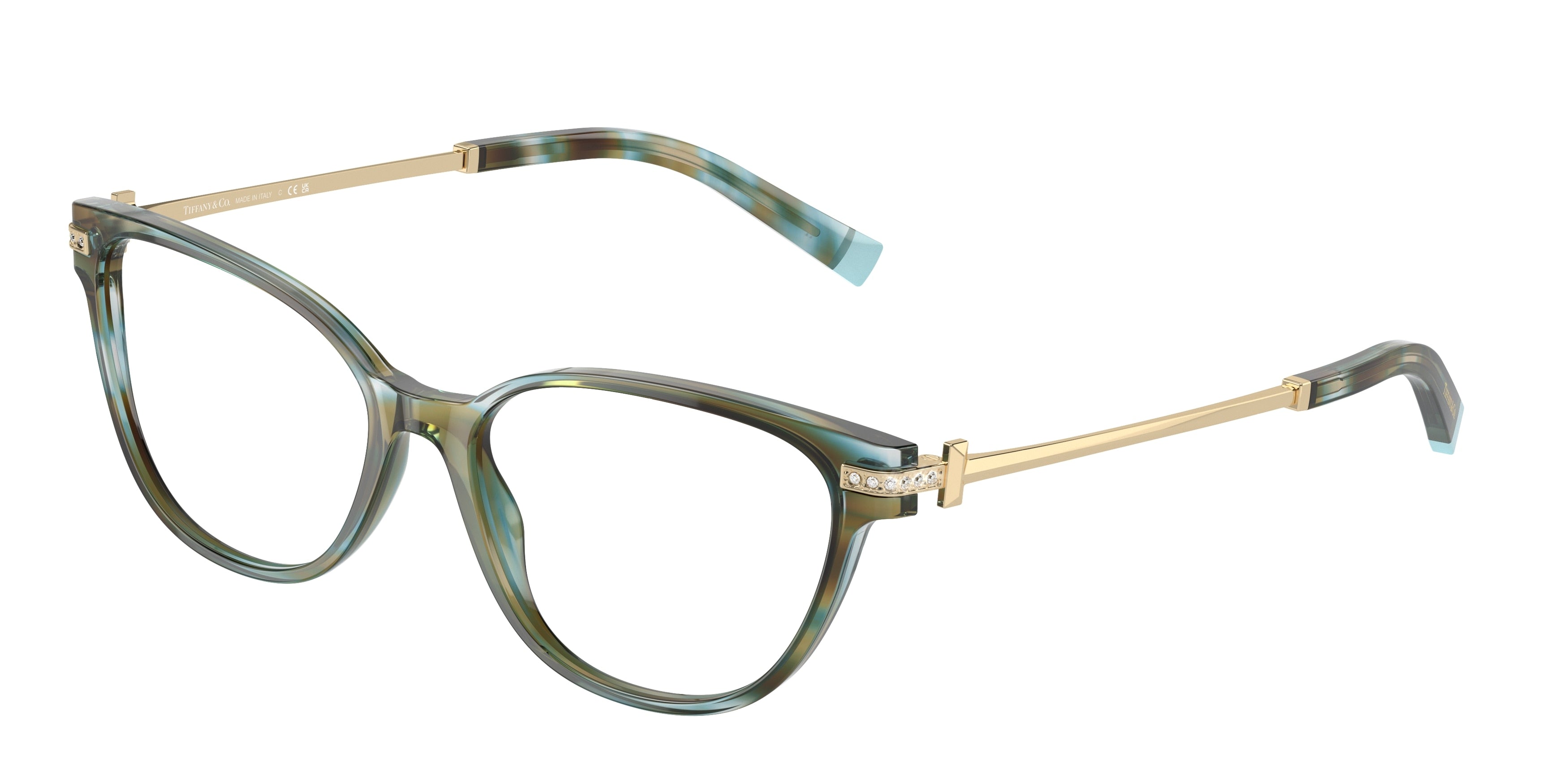 Tiffany TF2223B Cat Eye Eyeglasses 8124-Ocean Turquoise 54-140-16 - Color Map Blue