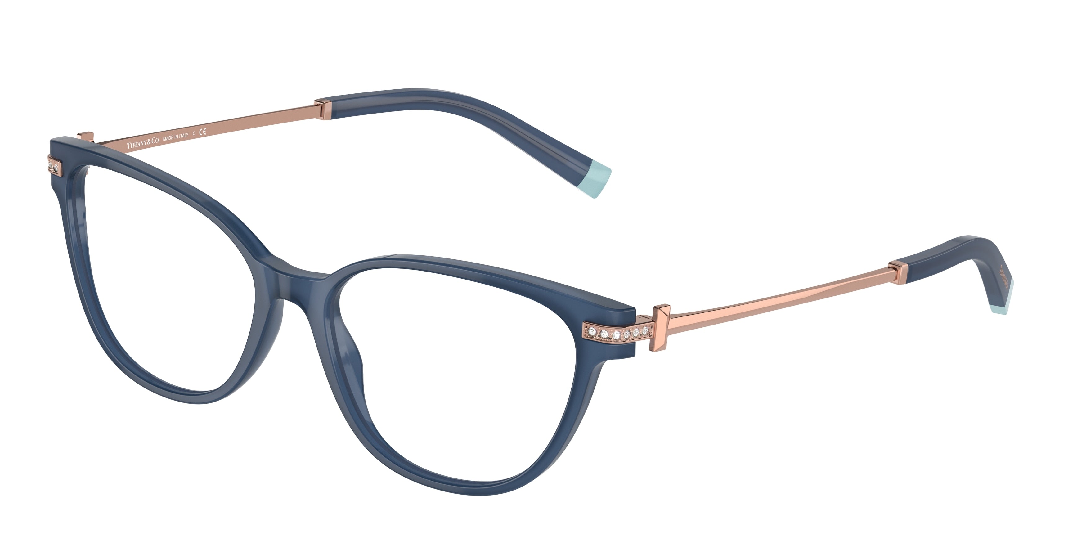 Tiffany & Co. TF2223-B Blue Opal Swarovski Cat Eye Eyeglass Frames Tiffany & Co. TF2223B 8315 Eyeglasses Women main image 3