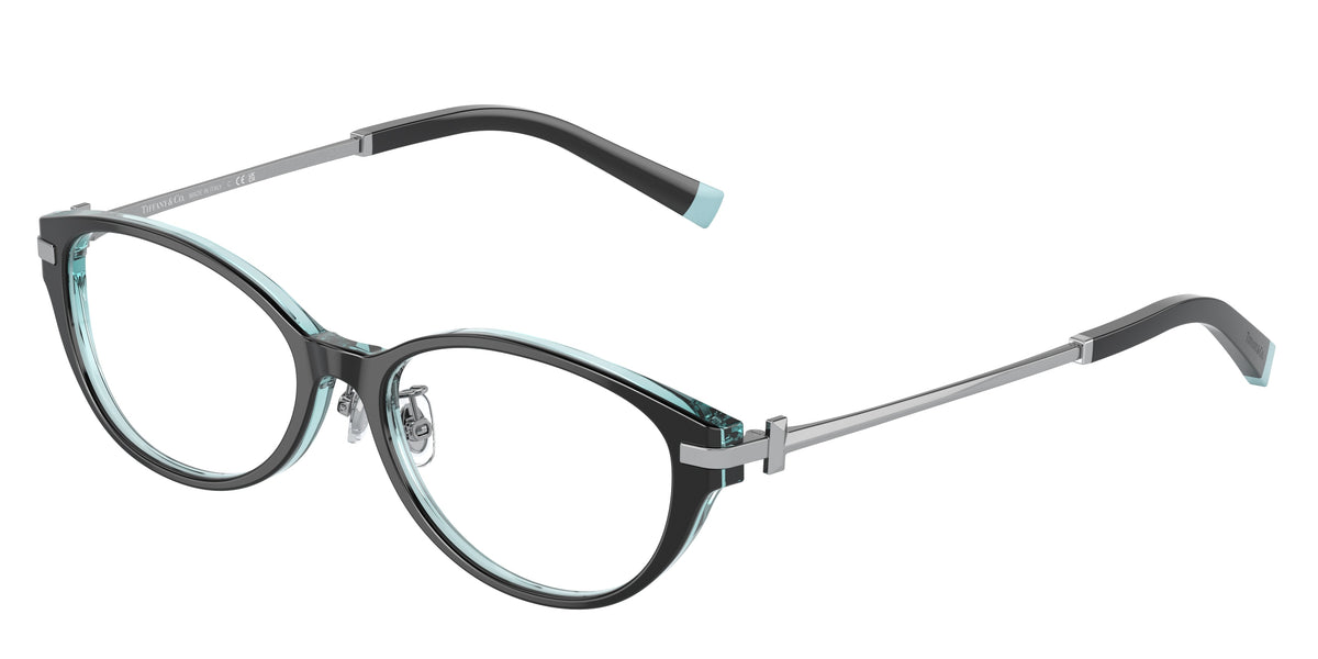Tiffany TF2225D Oval Eyeglasses 8285-Black On Crystal Tiffany Blue 53-145-16 - Color Map Black