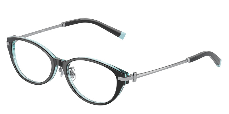 Tiffany TF2225D Oval Eyeglasses 8285-Black On Crystal Tiffany Blue 53-145-16 - Color Map Black