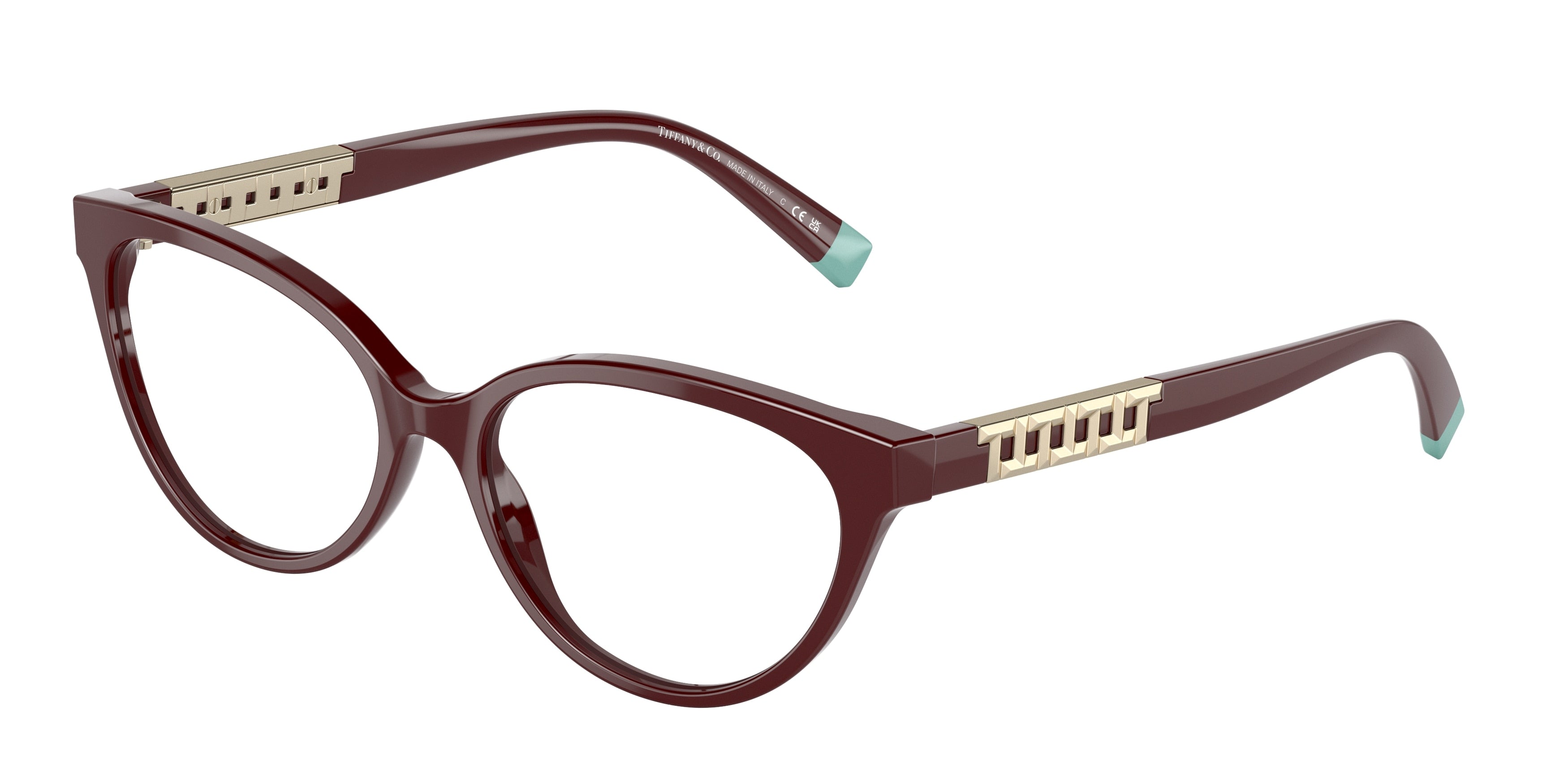 Tiffany TF2226 Cat Eye Eyeglasses 8353-Solid Burgundy 52-140-16 - Color Map Red