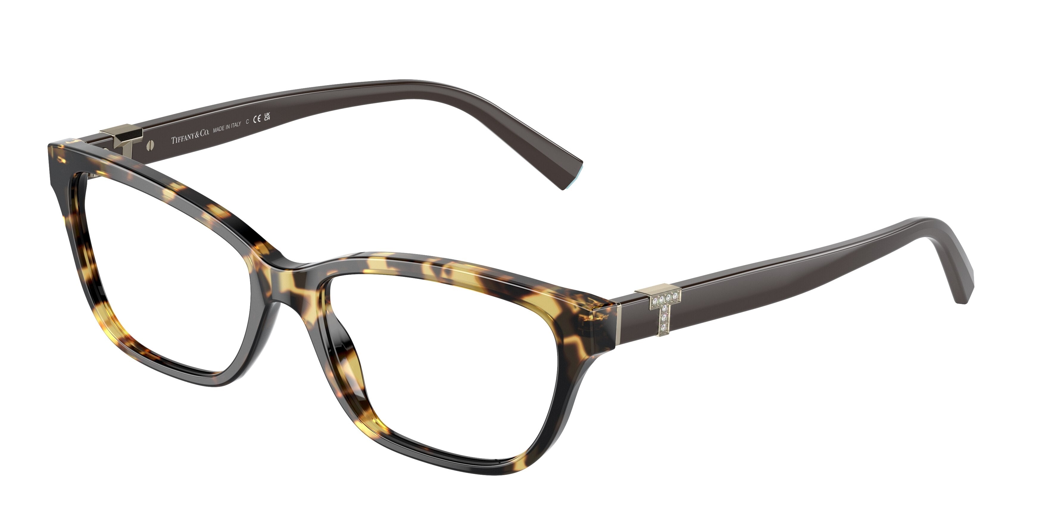 Tiffany TF2233BF Pillow Eyeglasses 8064-Yellow Havana 52-140-16 - Color Map Tortoise