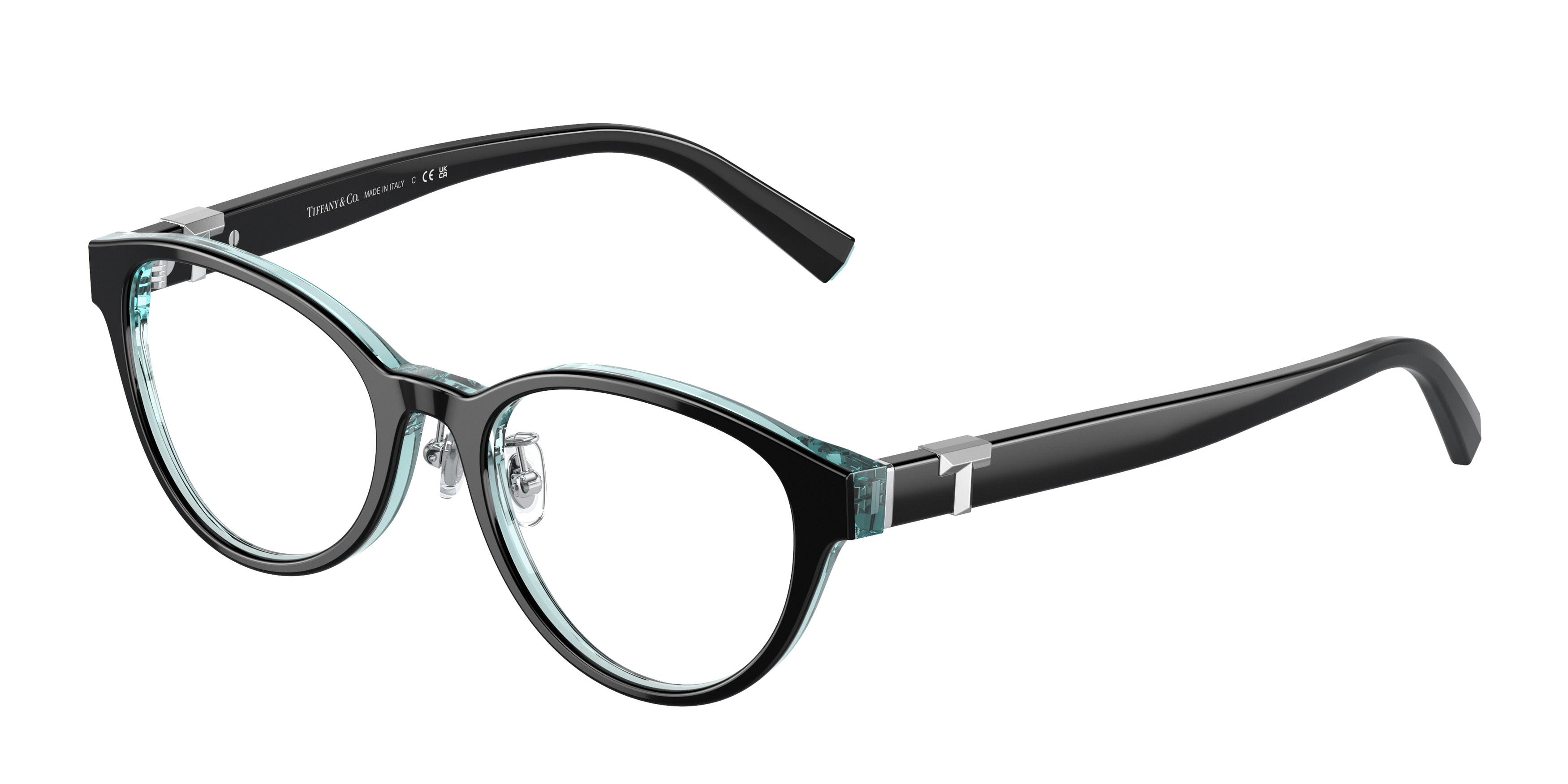 Tiffany TF2236D Oval Eyeglasses 8285-Black On Crystal Tiffany Blue 48-140-17 - Color Map Black
