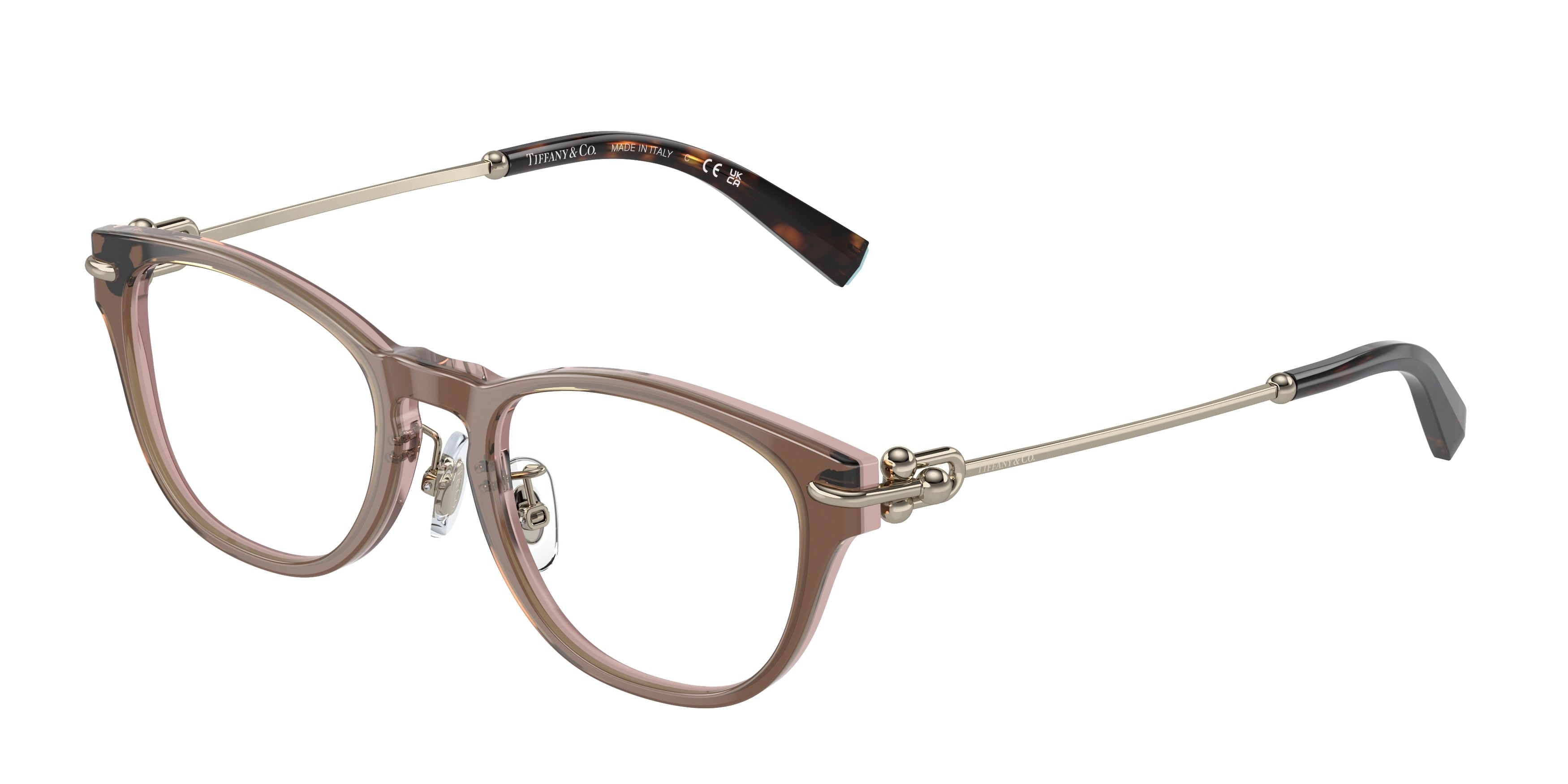 Tiffany TF2237D Pillow Eyeglasses 8255-Brown Transparent On Pink 48-140-18 - Color Map Brown