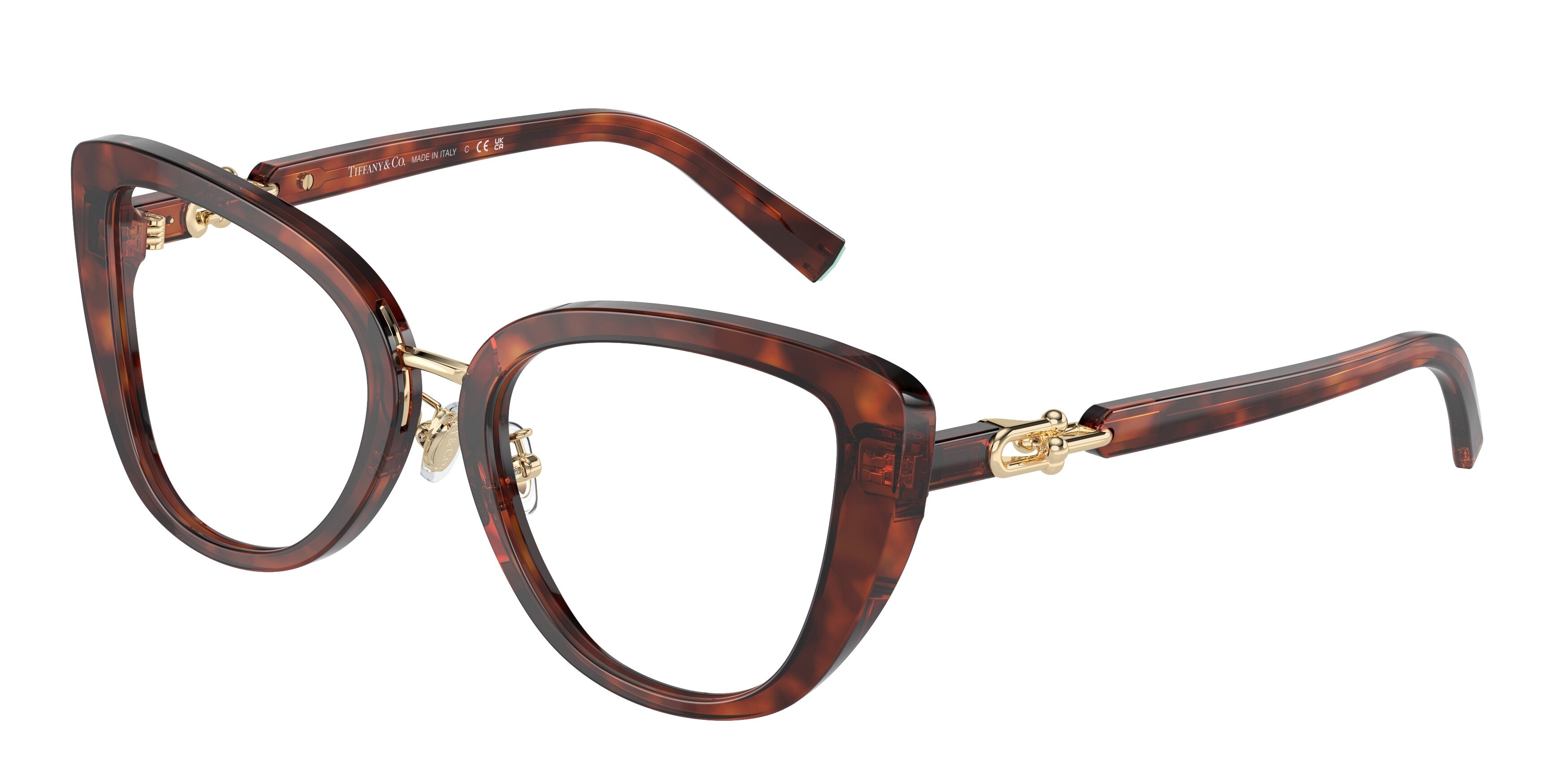 Tiffany TF2242F Cat Eye Eyeglasses 8002-Havana 52-140-19 - Color Map Tortoise