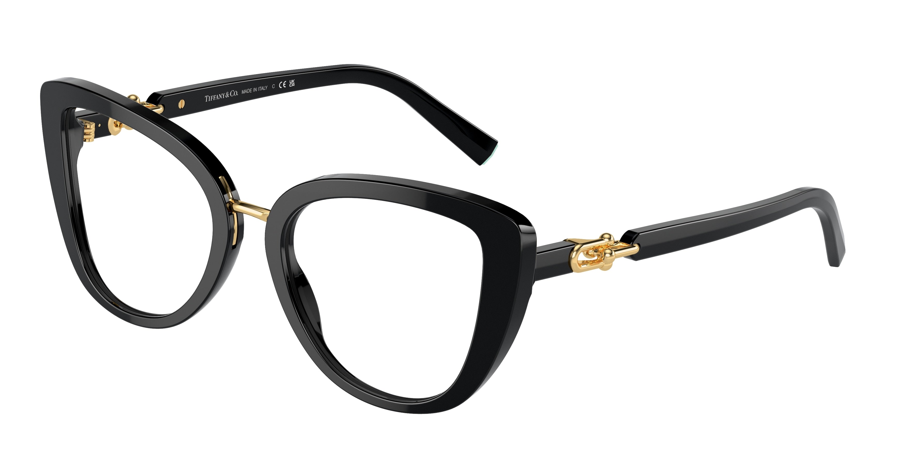 Tiffany TF2242 Cat Eye Eyeglasses 8001-Black 52-140-19 - Color Map Black