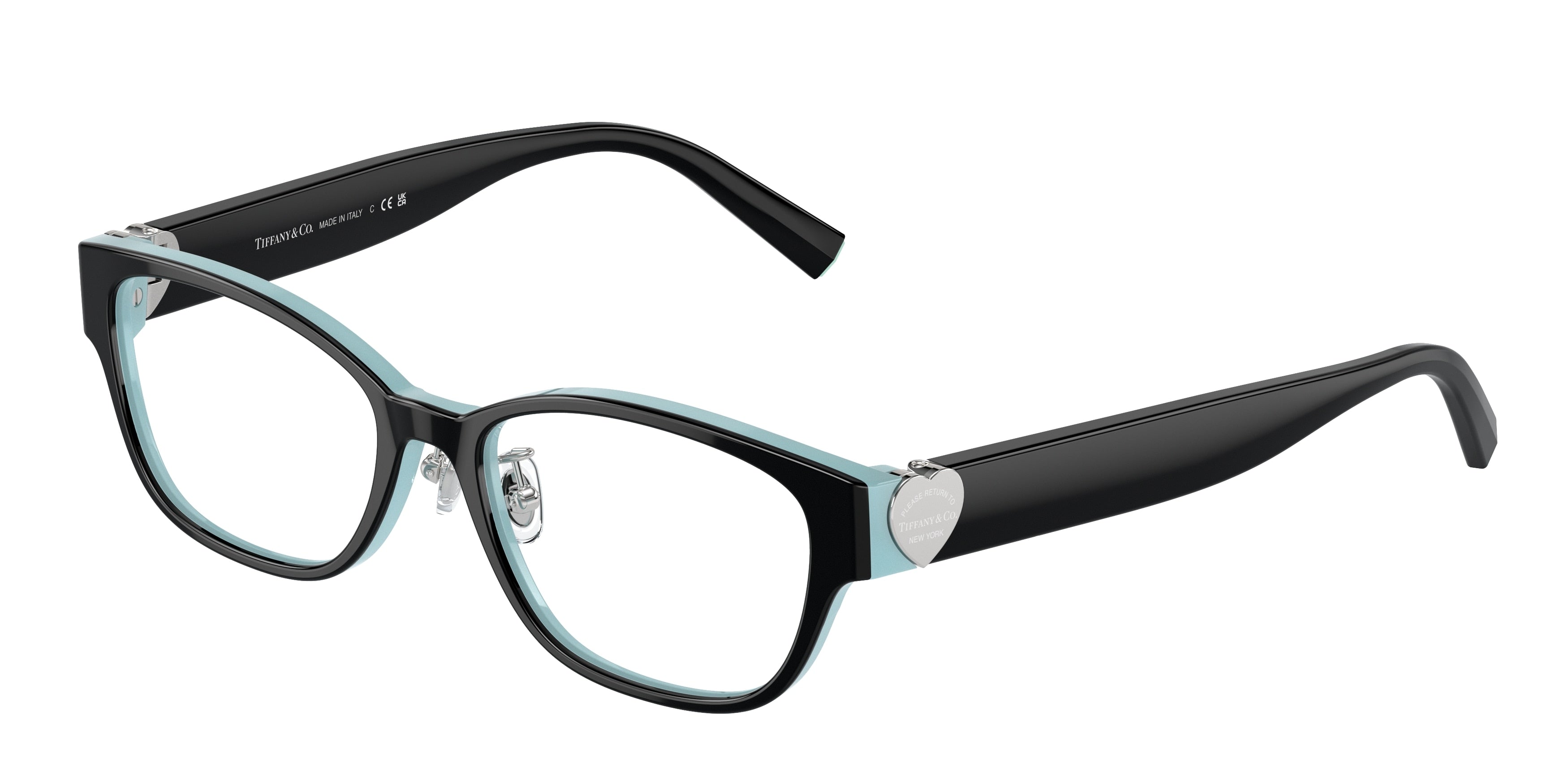 Tiffany TF2243D Pillow Eyeglasses 8055-Black On Tiffany Blue 51-140-16 - Color Map Black