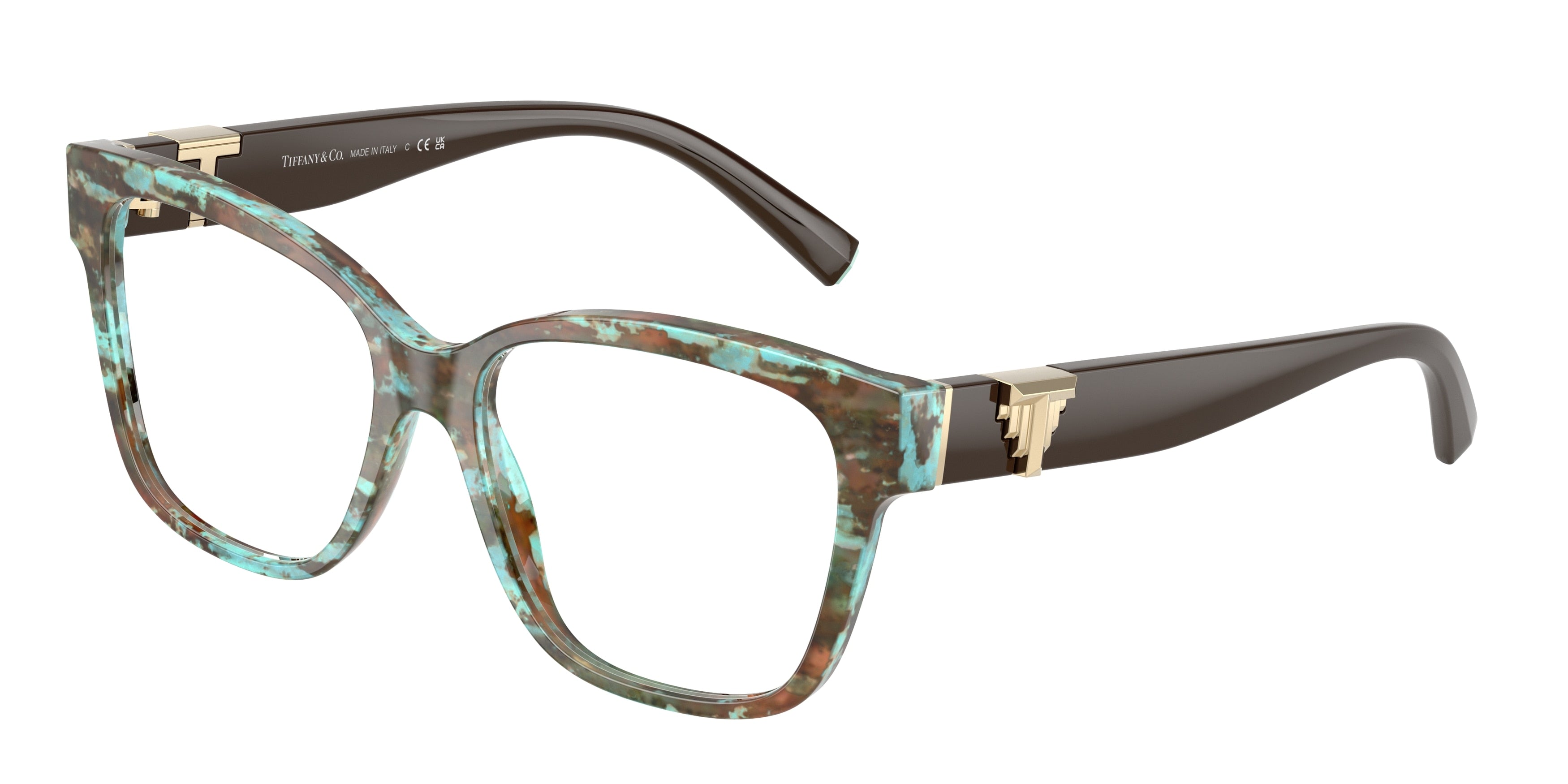Tiffany TF2246 Square Eyeglasses 8422-Havana Tiffany Blue 54-140-16 - Color Map Tortoise