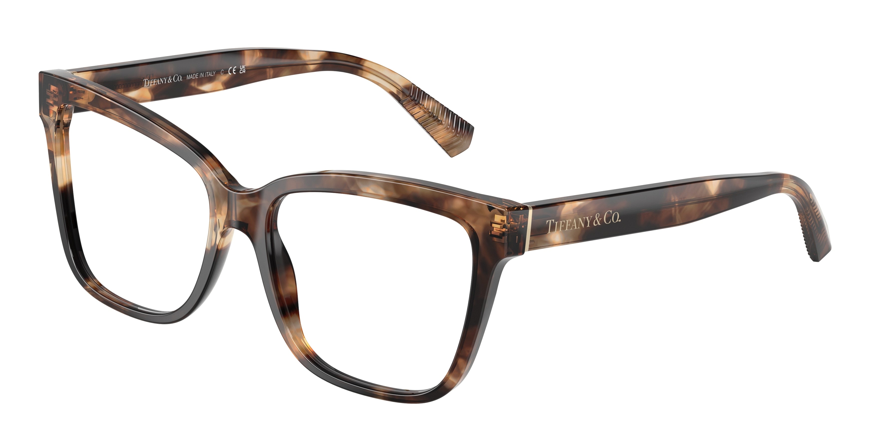 Tiffany TF2260 Cat Eye Eyeglasses 8421-Spotted Brown Havana 55-140-16 - Color Map Brown