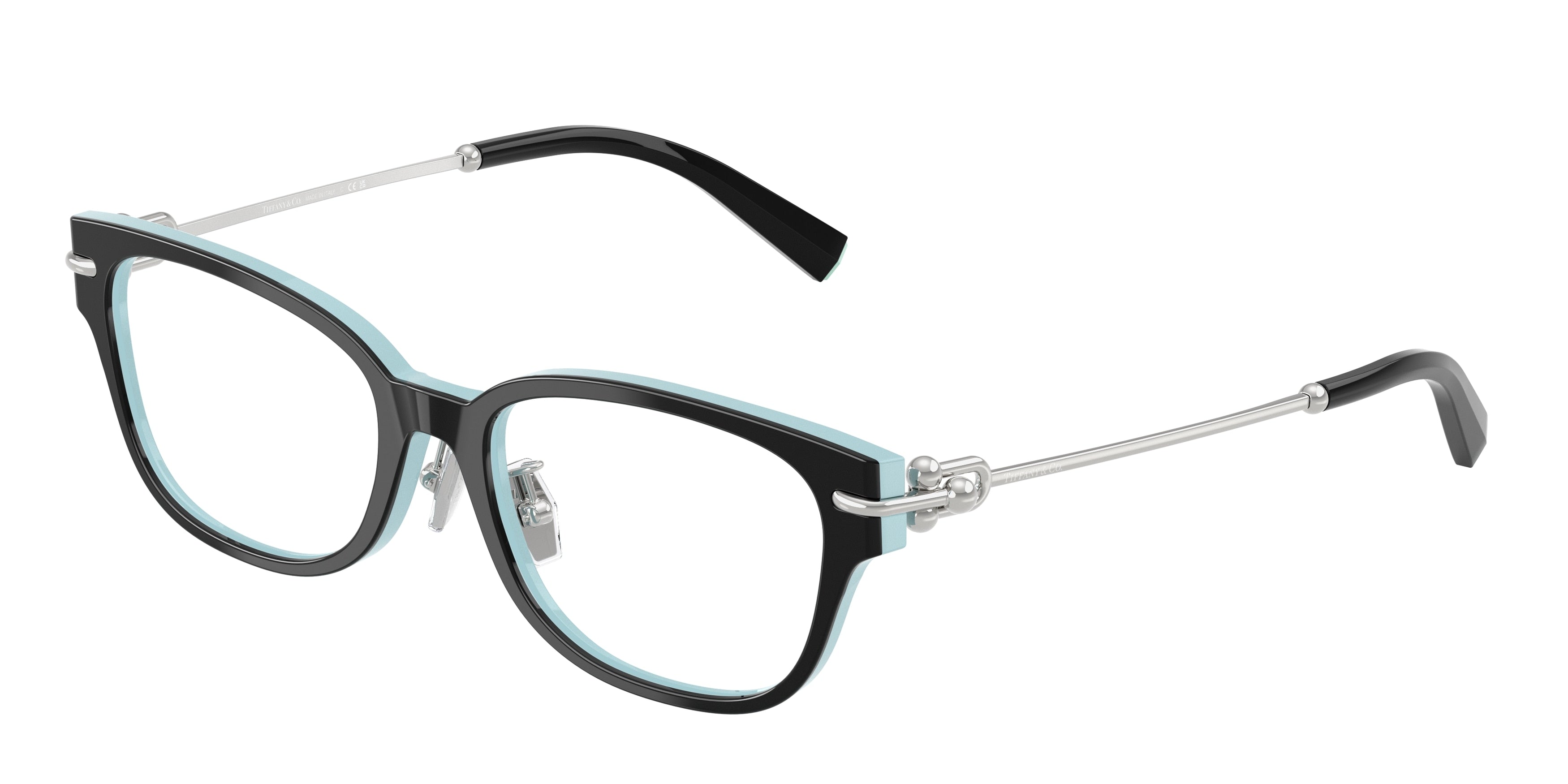 Tiffany TF2262F Pillow Eyeglasses 8055-Black On Tiffany Blue 52-140-17 - Color Map Black