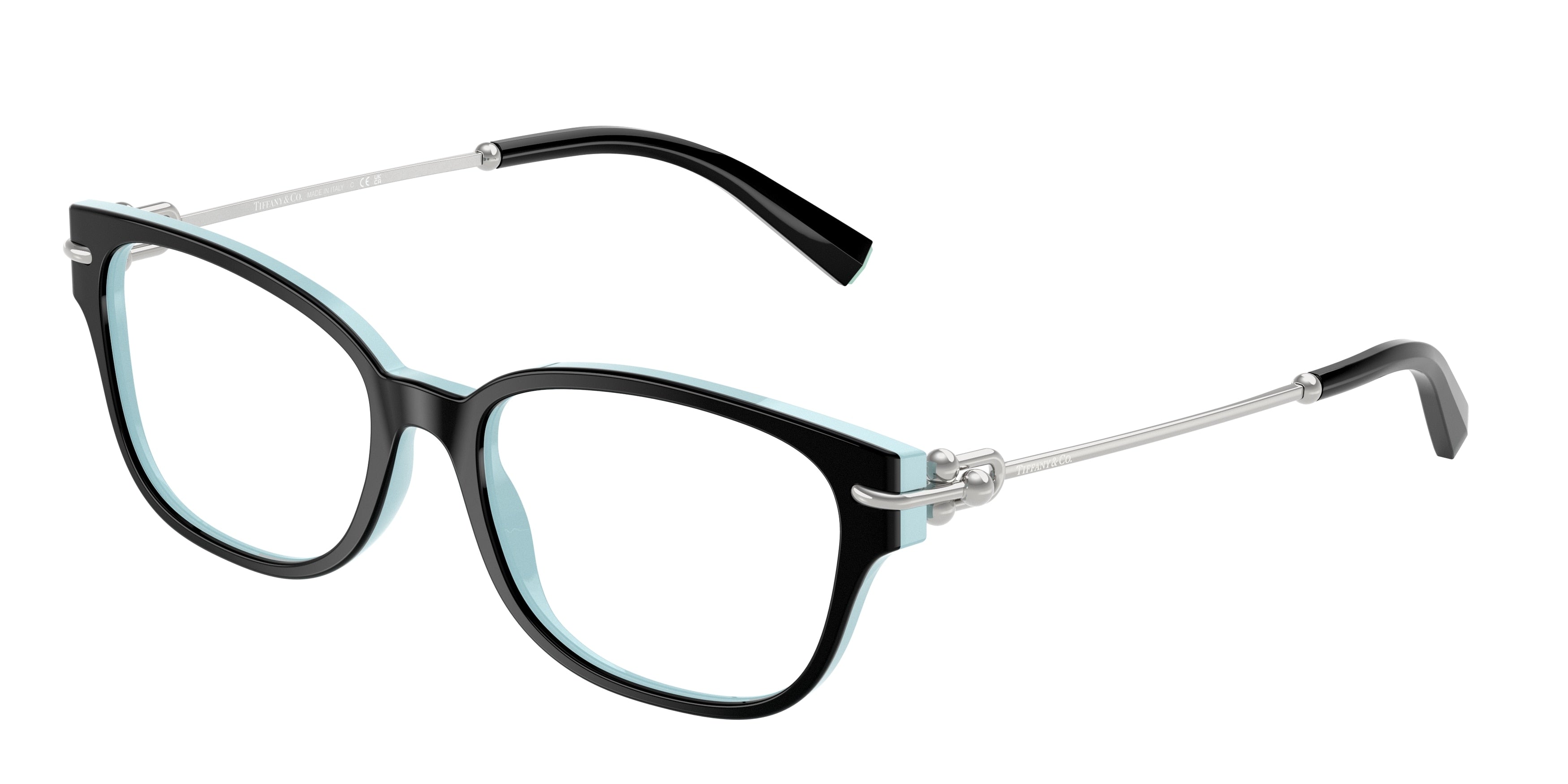 Tiffany TF2262 Pillow Eyeglasses 8055-Black On Tiffany Blue 54-140-17 - Color Map Black