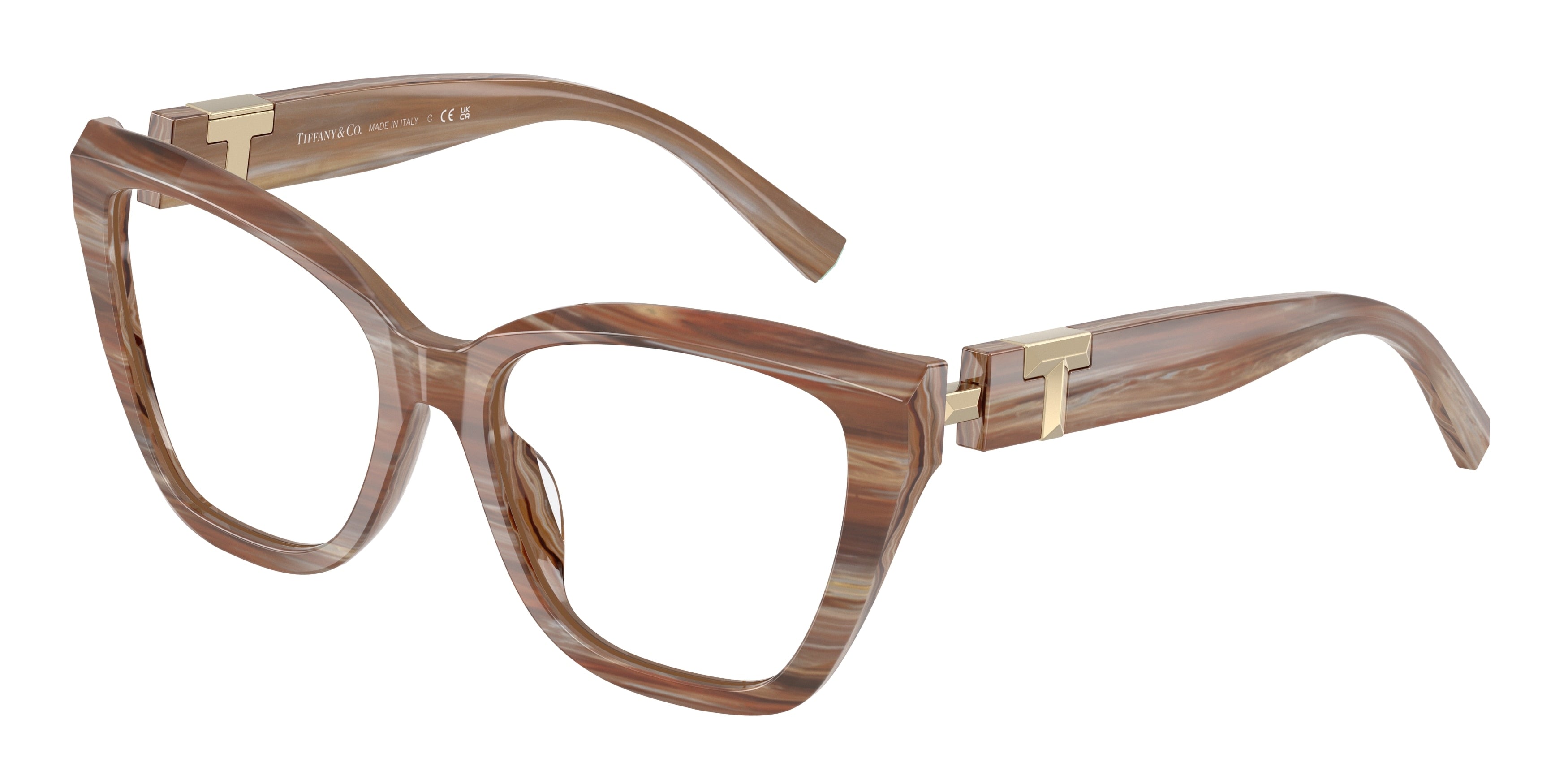 Tiffany TF2271 Cat Eye Eyeglasses 8435-Striped Topaz 54-140-17 - Color Map Brown