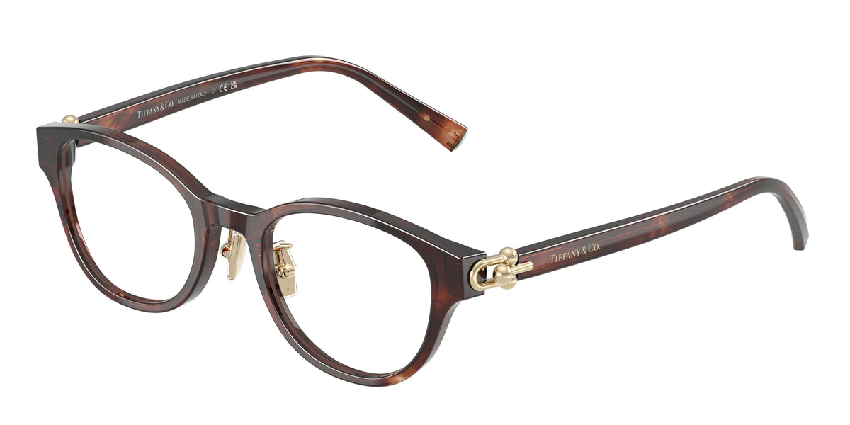 Tiffany TF2273D Round Eyeglasses 8421-Spotted Brown Havana 48-140-20 - Color Map Brown