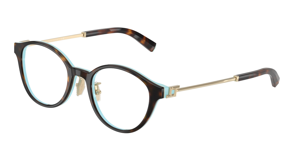 Tiffany TF2275D Round Eyeglasses 8134-Havana On Tiffany Blue 48-140-20 - Color Map Brown