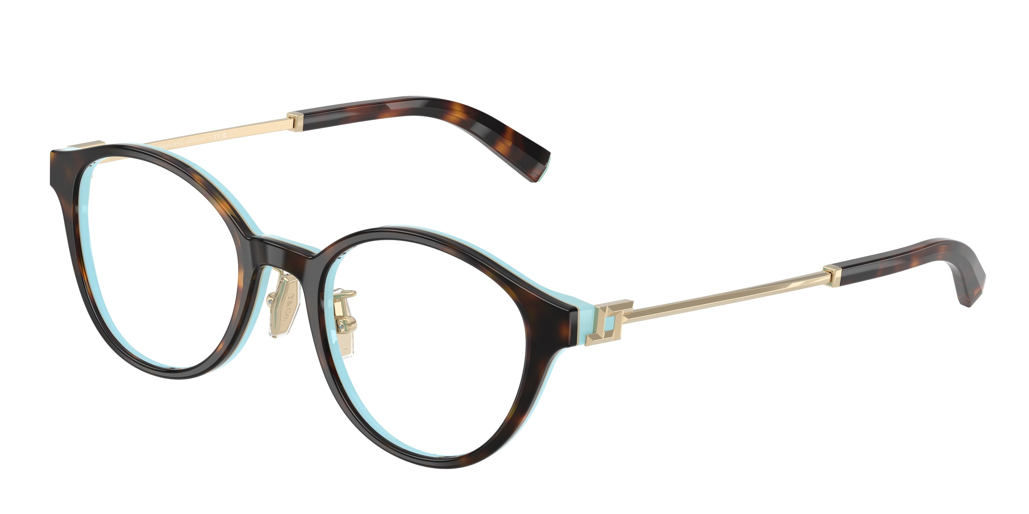 Tiffany TF2275D Round Eyeglasses  8134-Havana On Tiffany Blue 48-140-20 - Color Map Brown