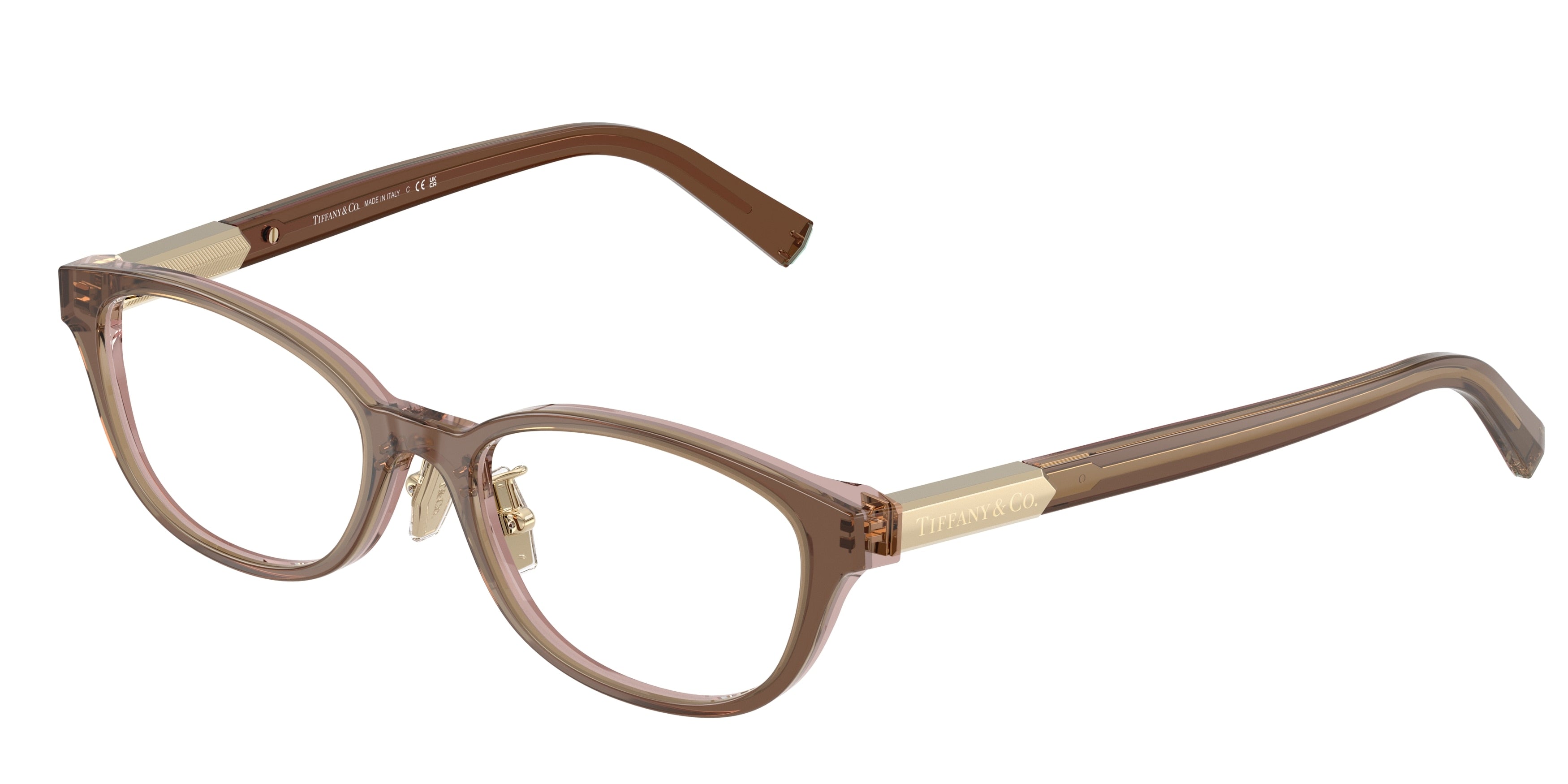 Tiffany TF2280D Pillow Eyeglasses 8255-Brown Transparent On Pink 51-140-17 - Color Map Brown