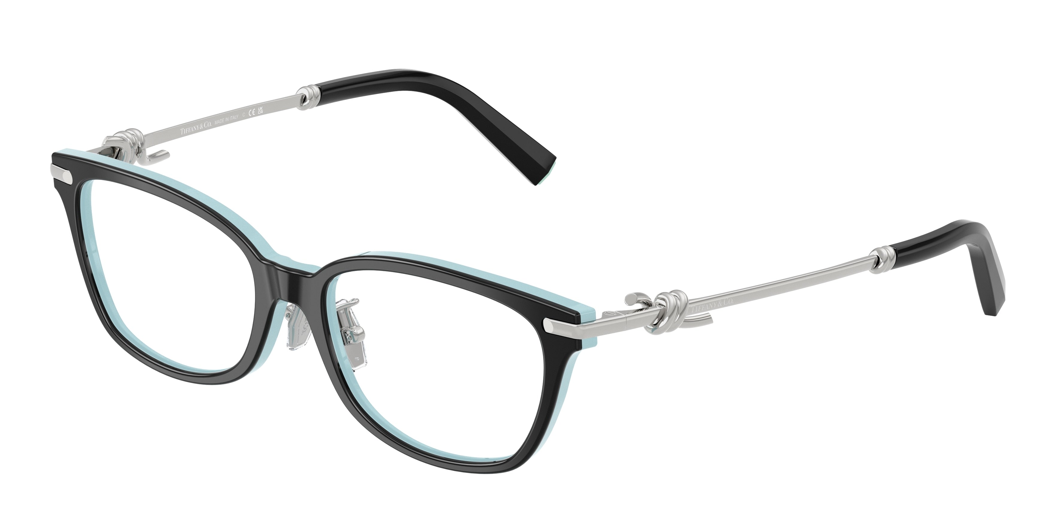 Tiffany TF2281F Pillow Eyeglasses 8055-Black On Tiffany Blue 51-140-16 - Color Map Black