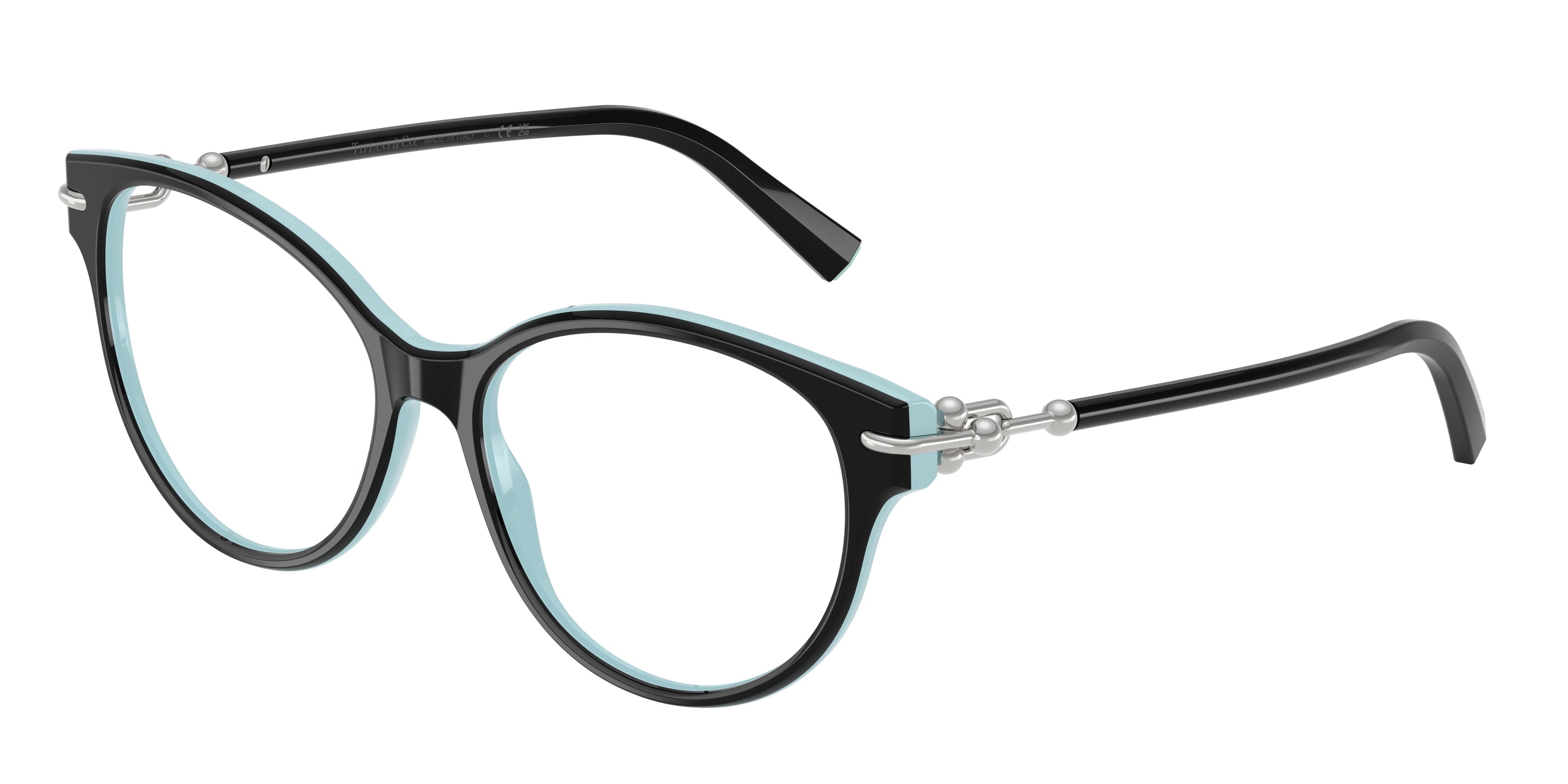 Tiffany TF2289F Cat Eye Eyeglasses 8055-Black On Tiffany Blue 53-140-16 - Color Map Black
