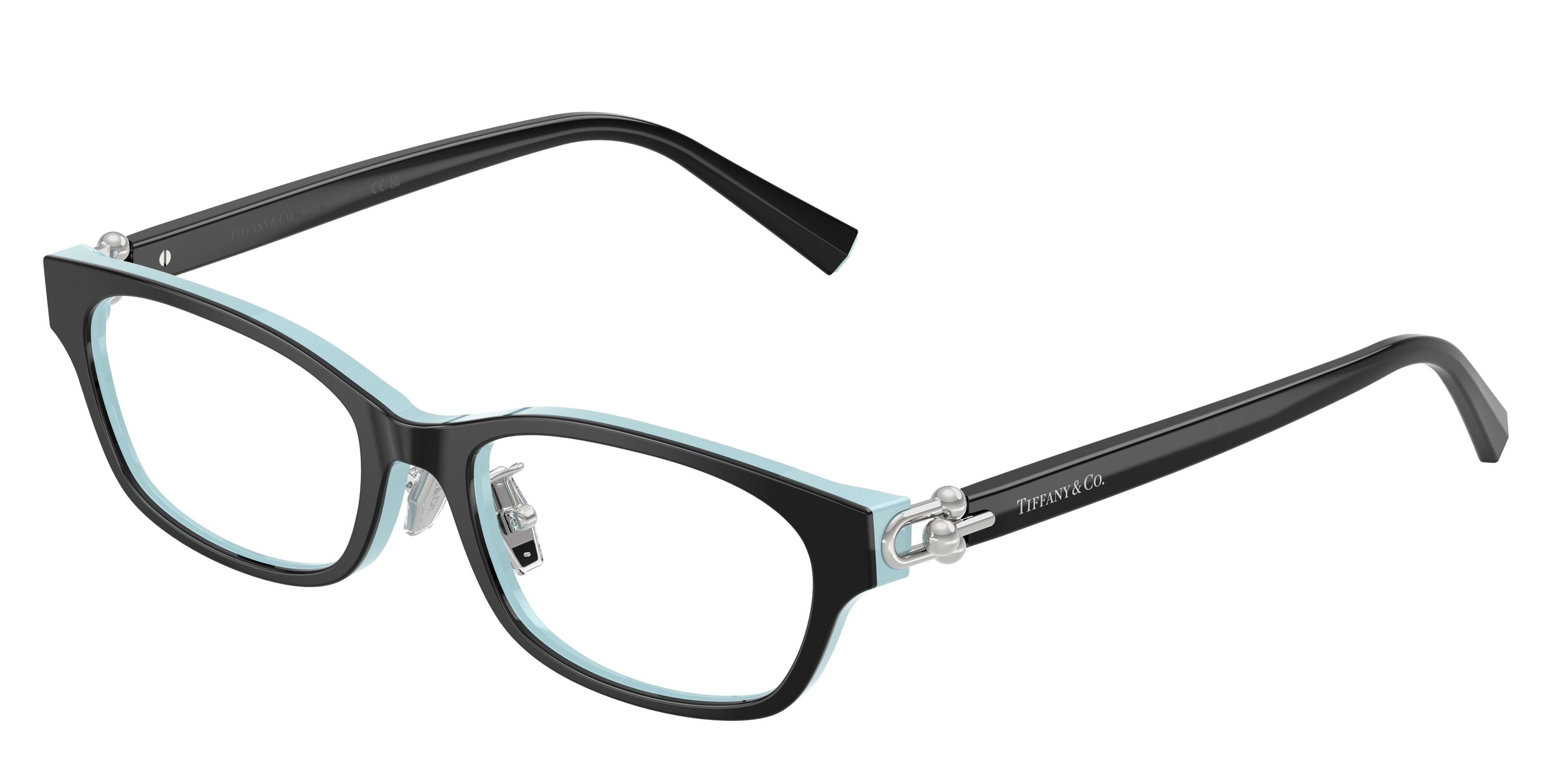 Tiffany TF2291D Pillow Eyeglasses 8055-Black On Tiffany Blue 53-140-17 - Color Map Black